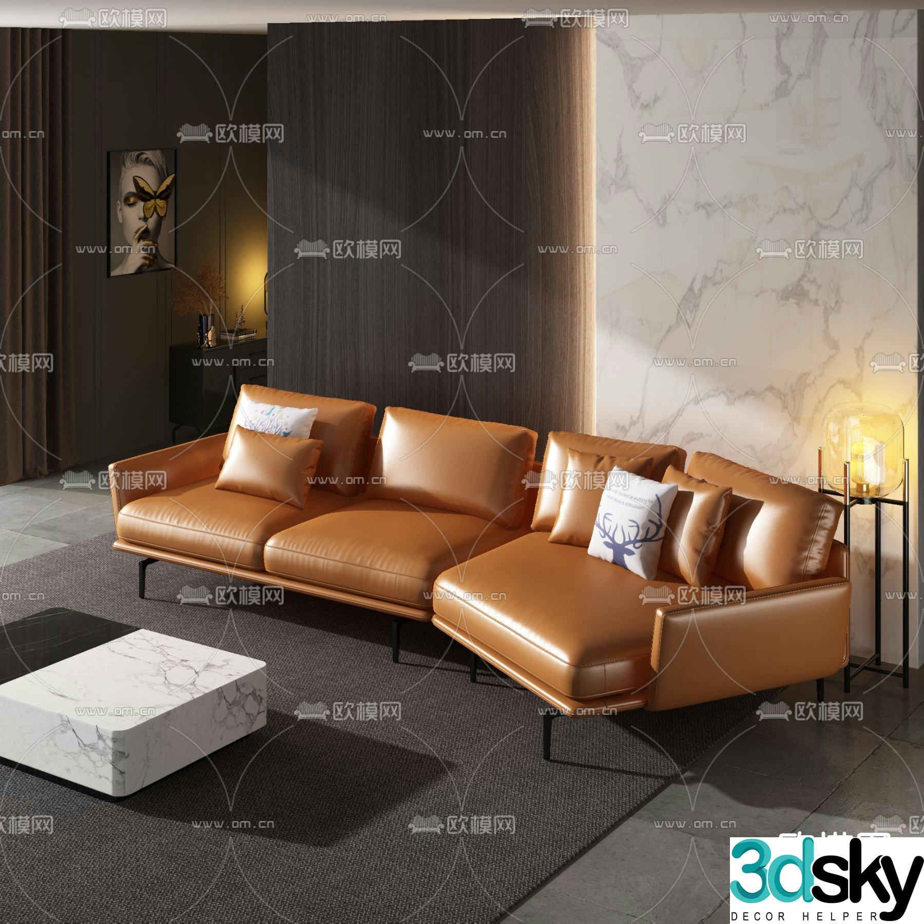 Modern multi-seater sofa 3d model