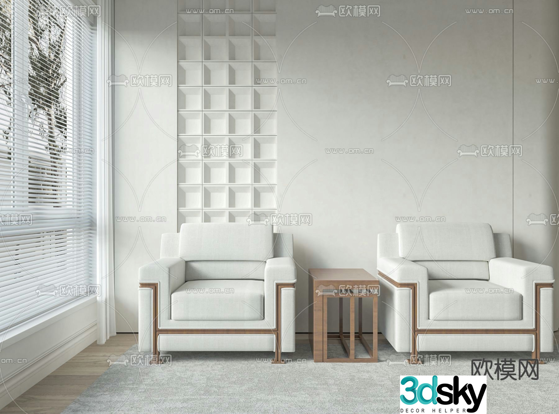 New Chinese style single sofa reception sofa 3d model