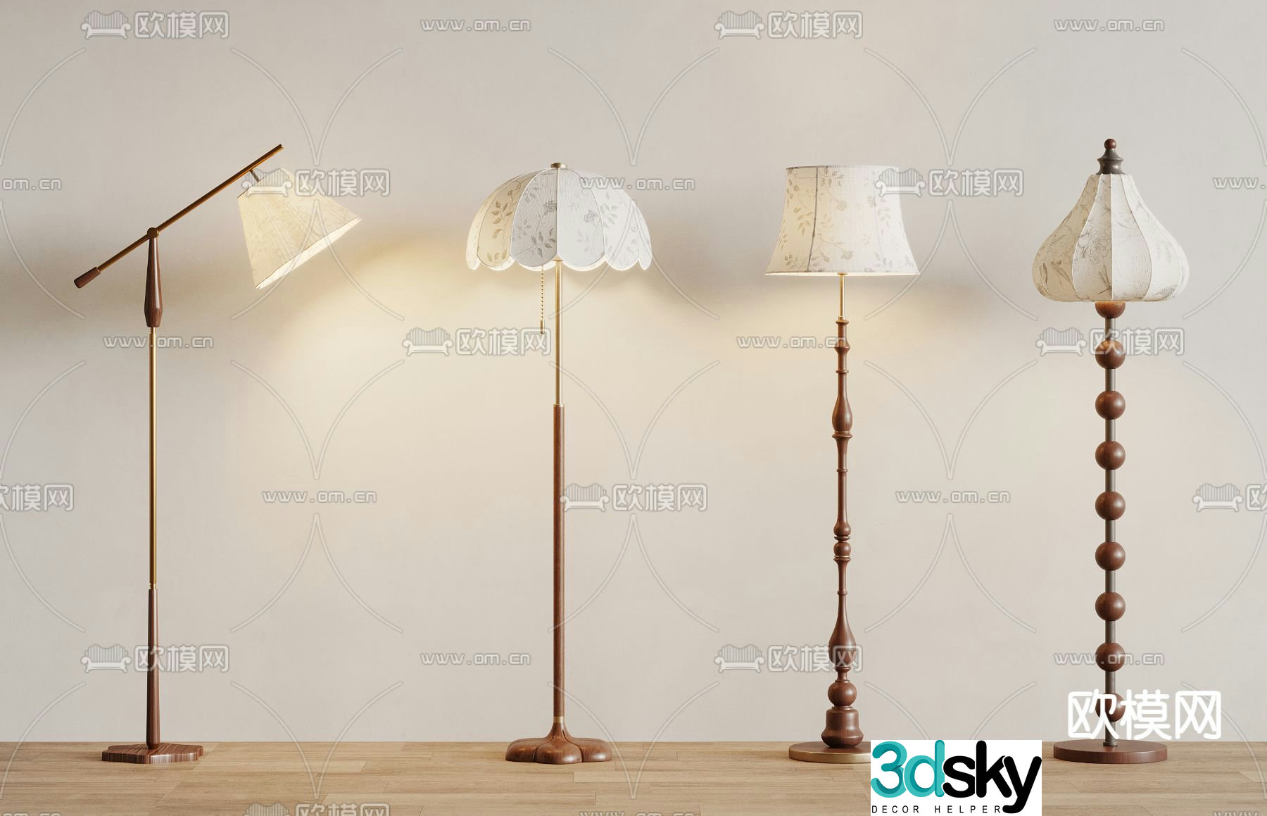 Creamy wind floor lamp 3d model