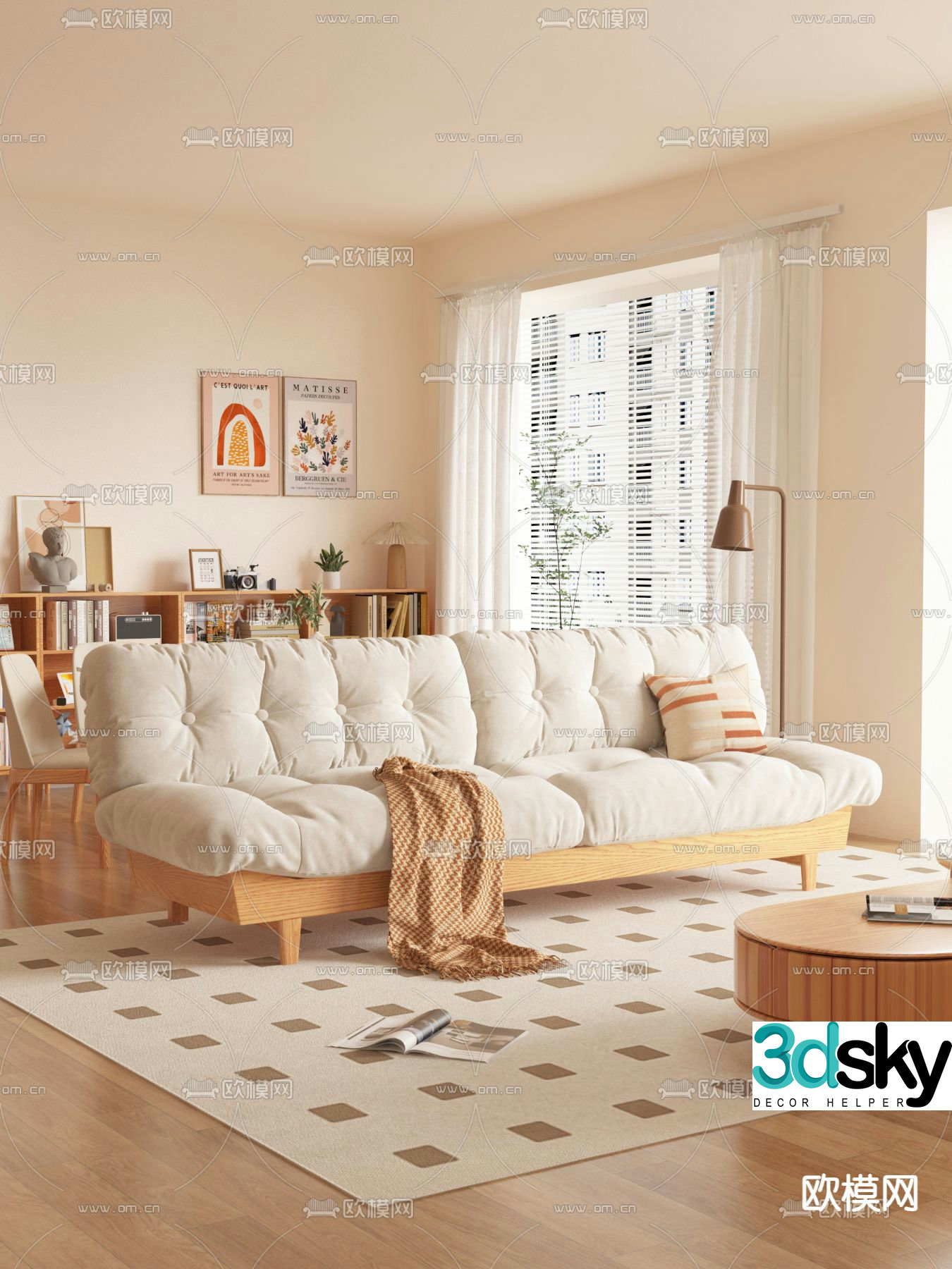 Double sofa upholstered sofa 3d model