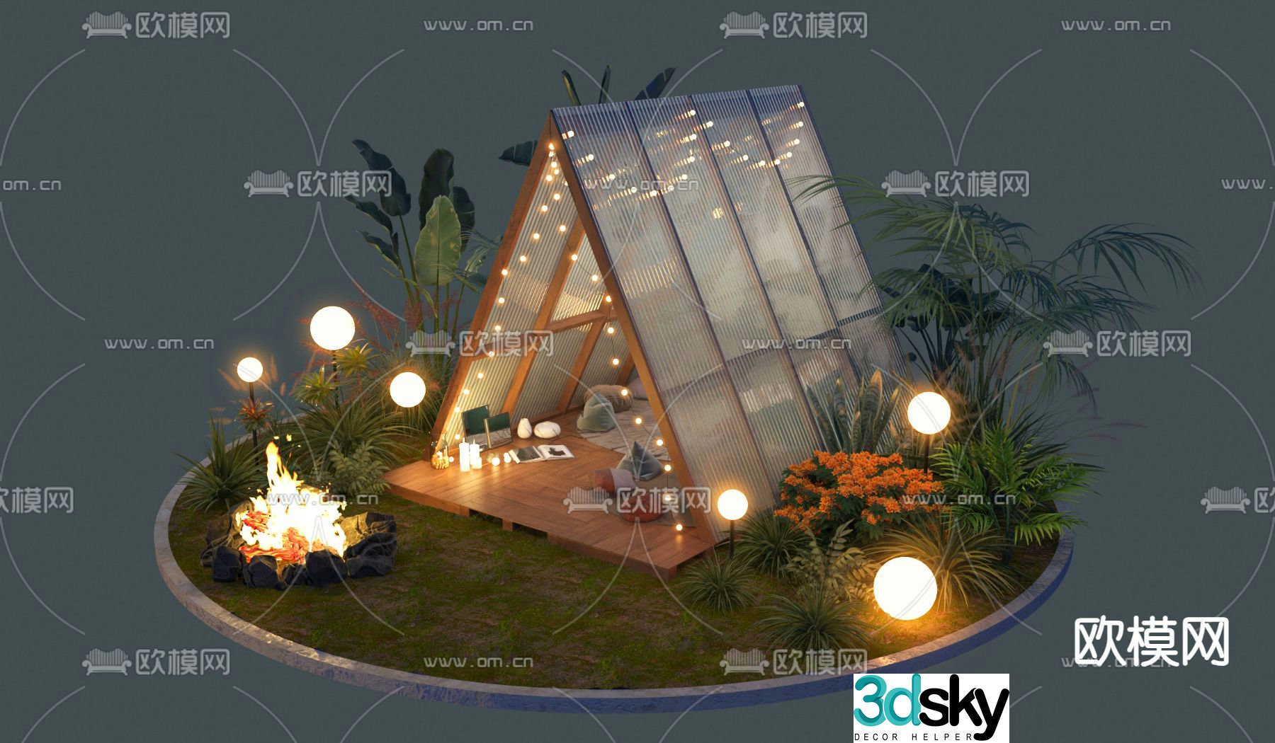 Outdoor campsite camping tent 3d model