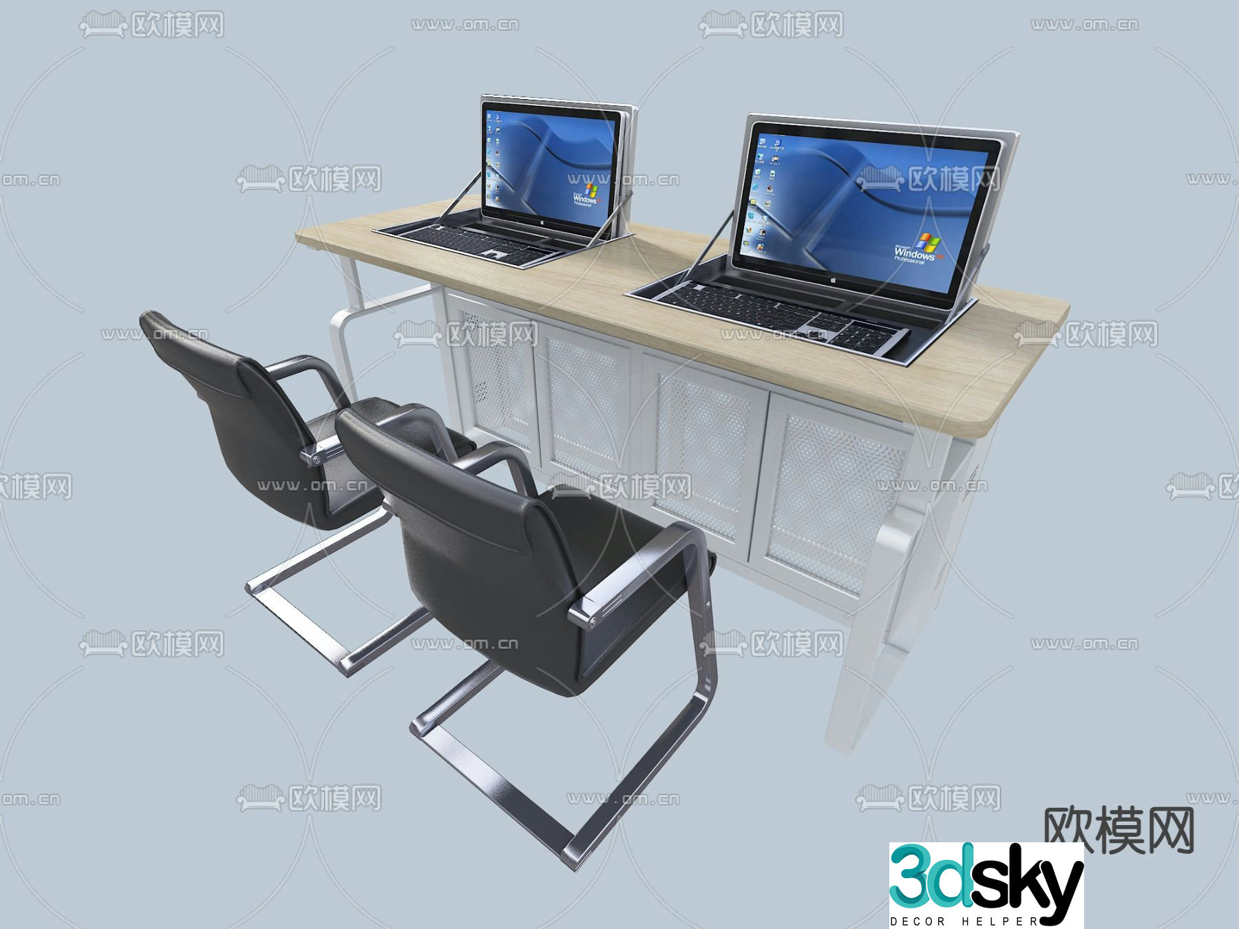 Modern training table computer desk 3d model
