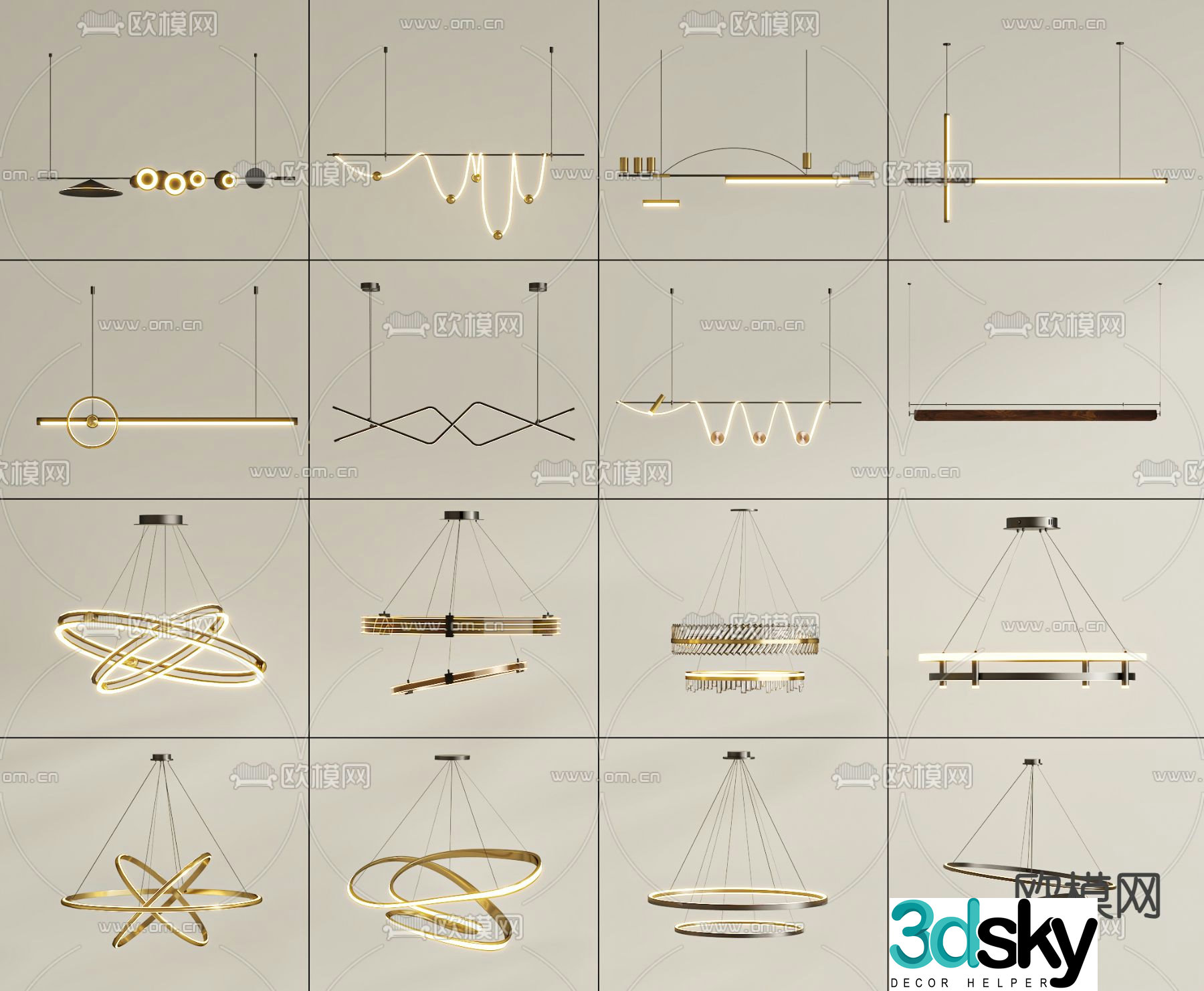 Light luxury chandelier hall chandelier 3d model