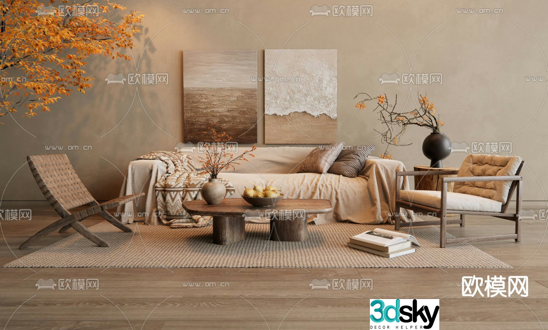 Wabi Sabi modular sofa 3d model