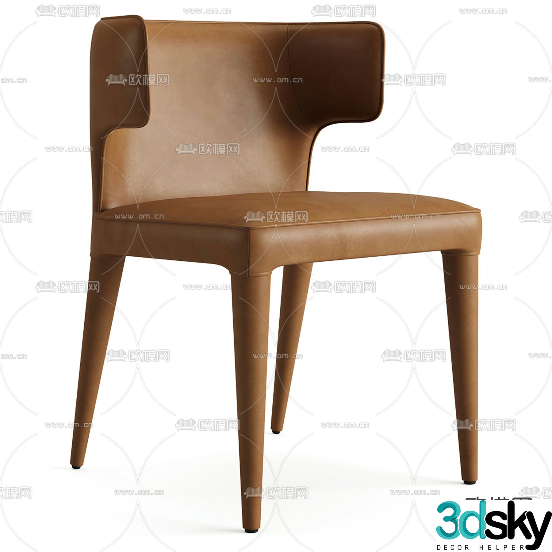 RH modern leather dining chair single chair 3d model