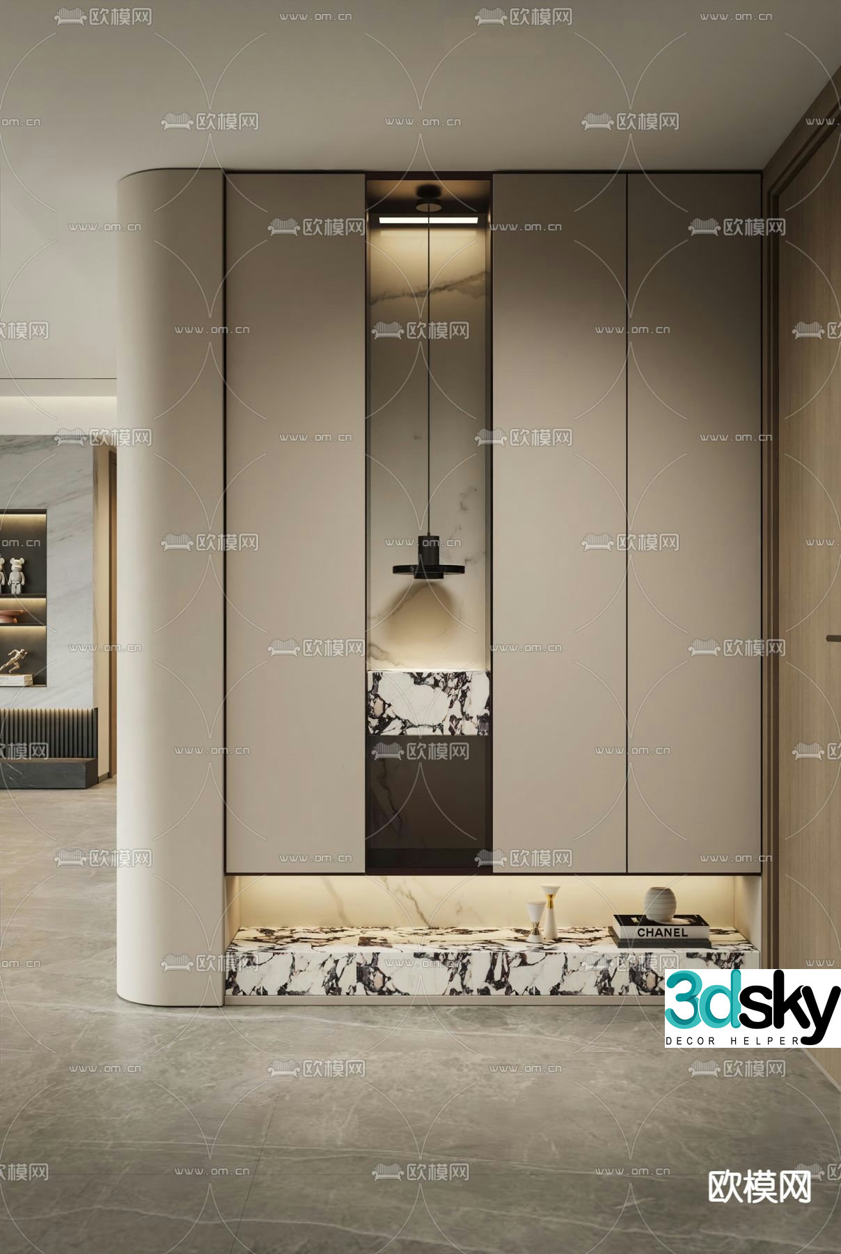 Entrance shoe cabinet multifunctional cabinet 3D model