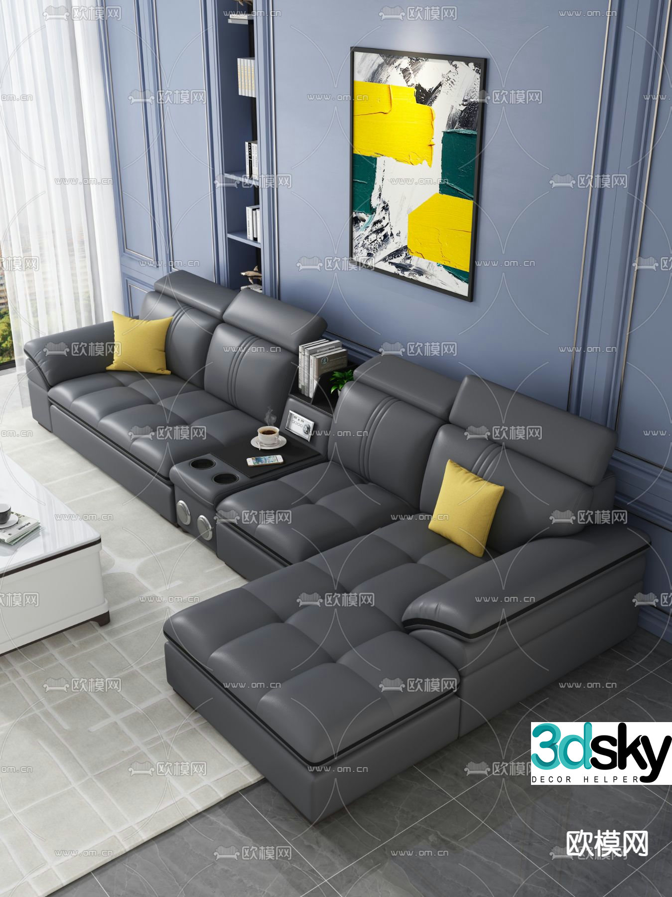 Modern multi-seater sofa 3d model