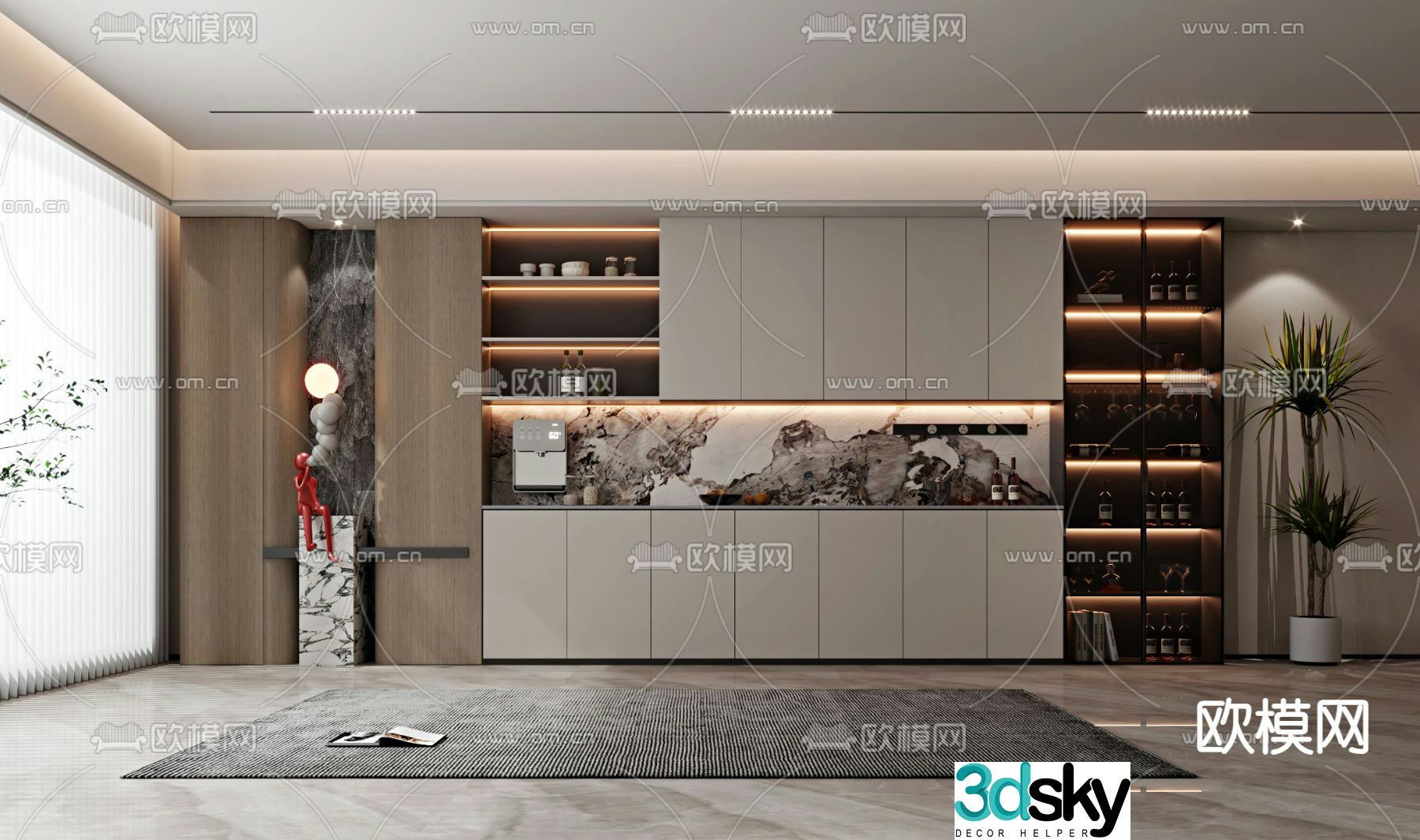 Modern wine cabinet 3d model