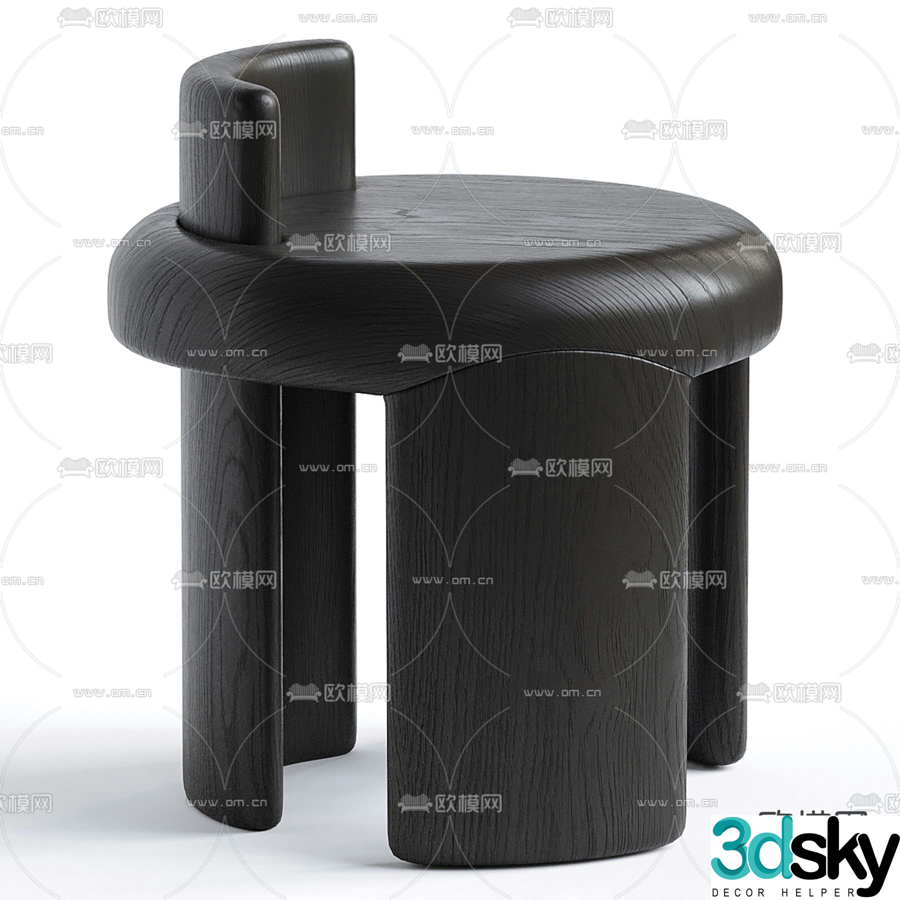 Wabi-sabi stool round stool low stool 3d model