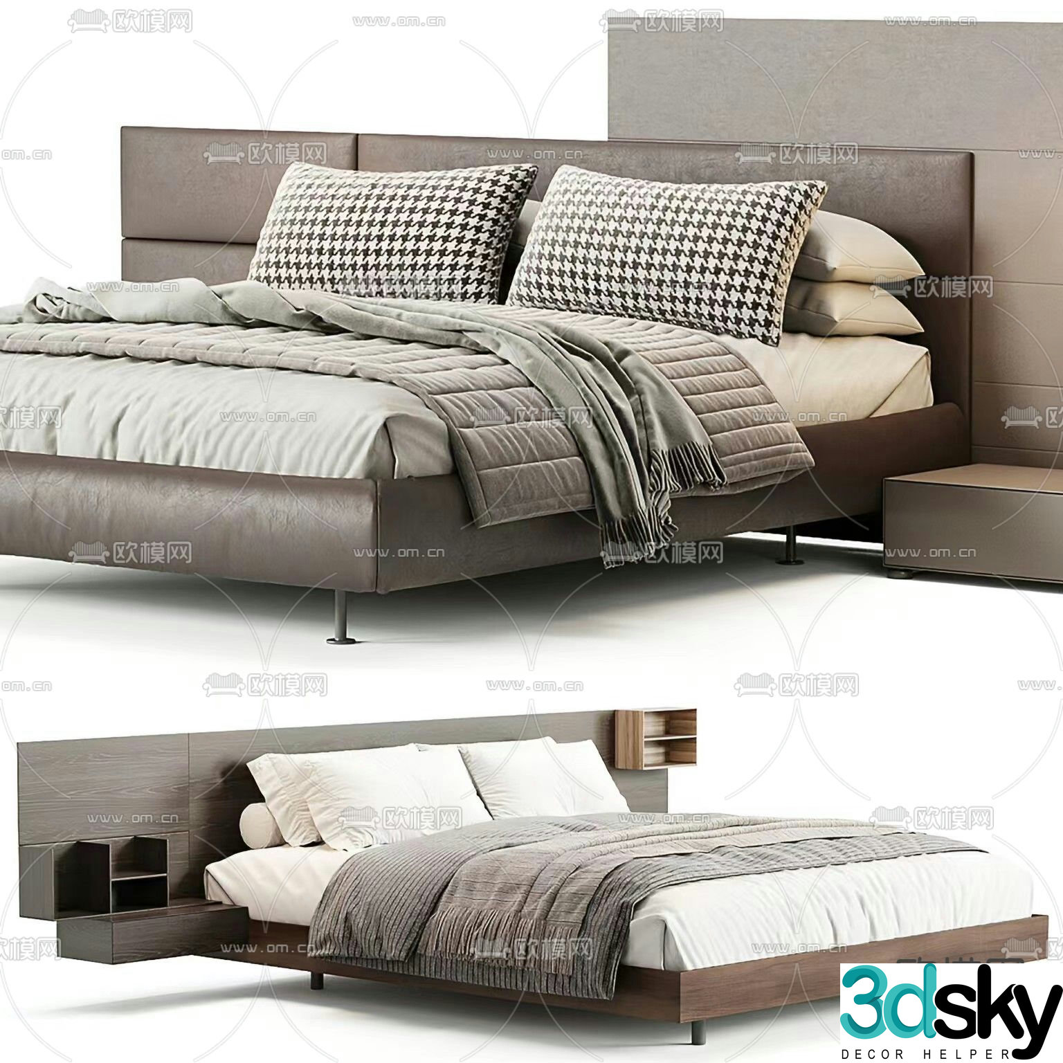 Modern double bed 3d model