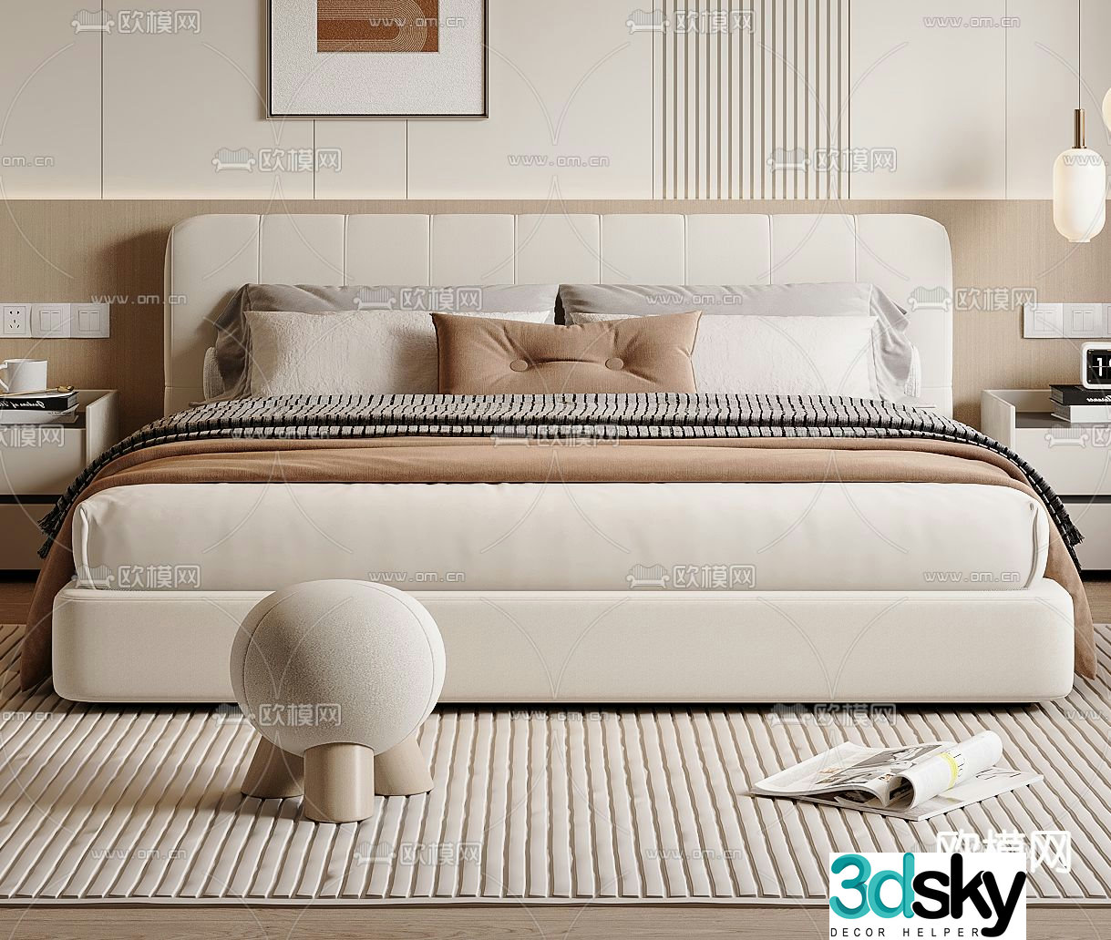 Modern double bed 3d model
