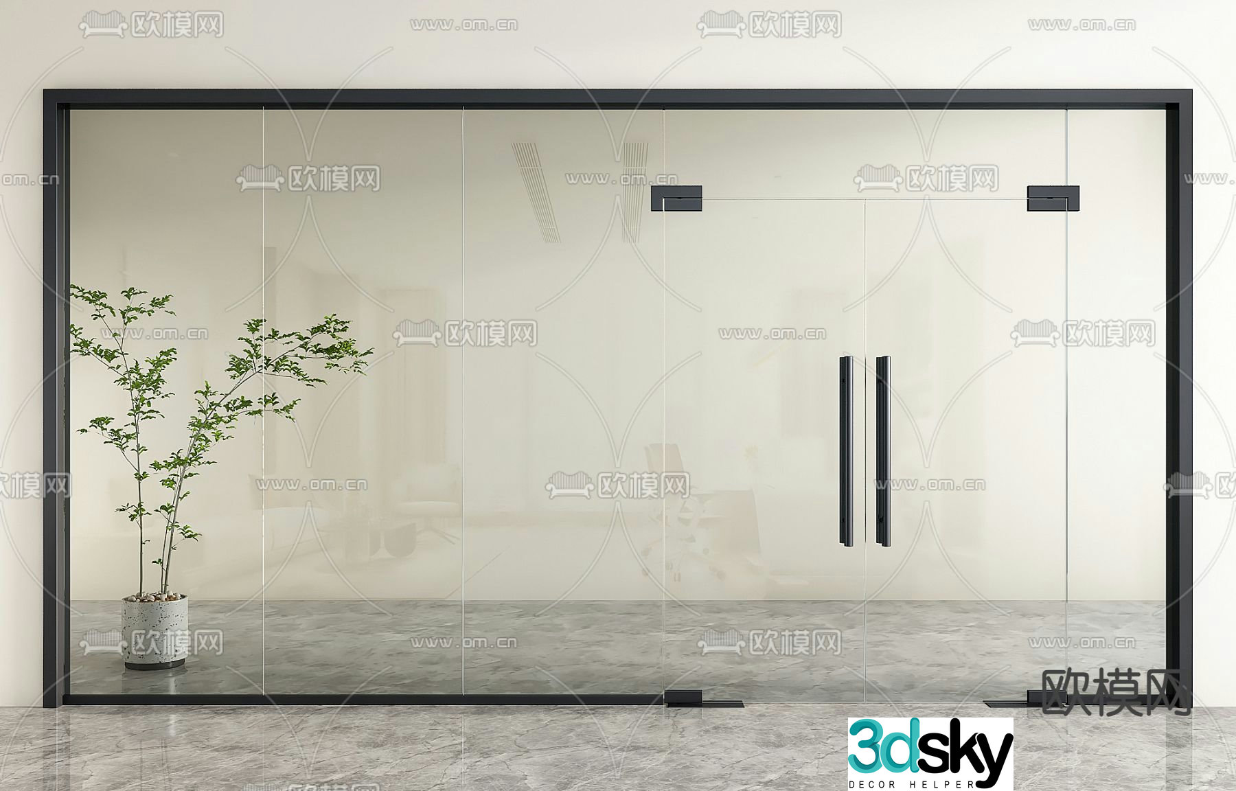 Modern glass door 3d model