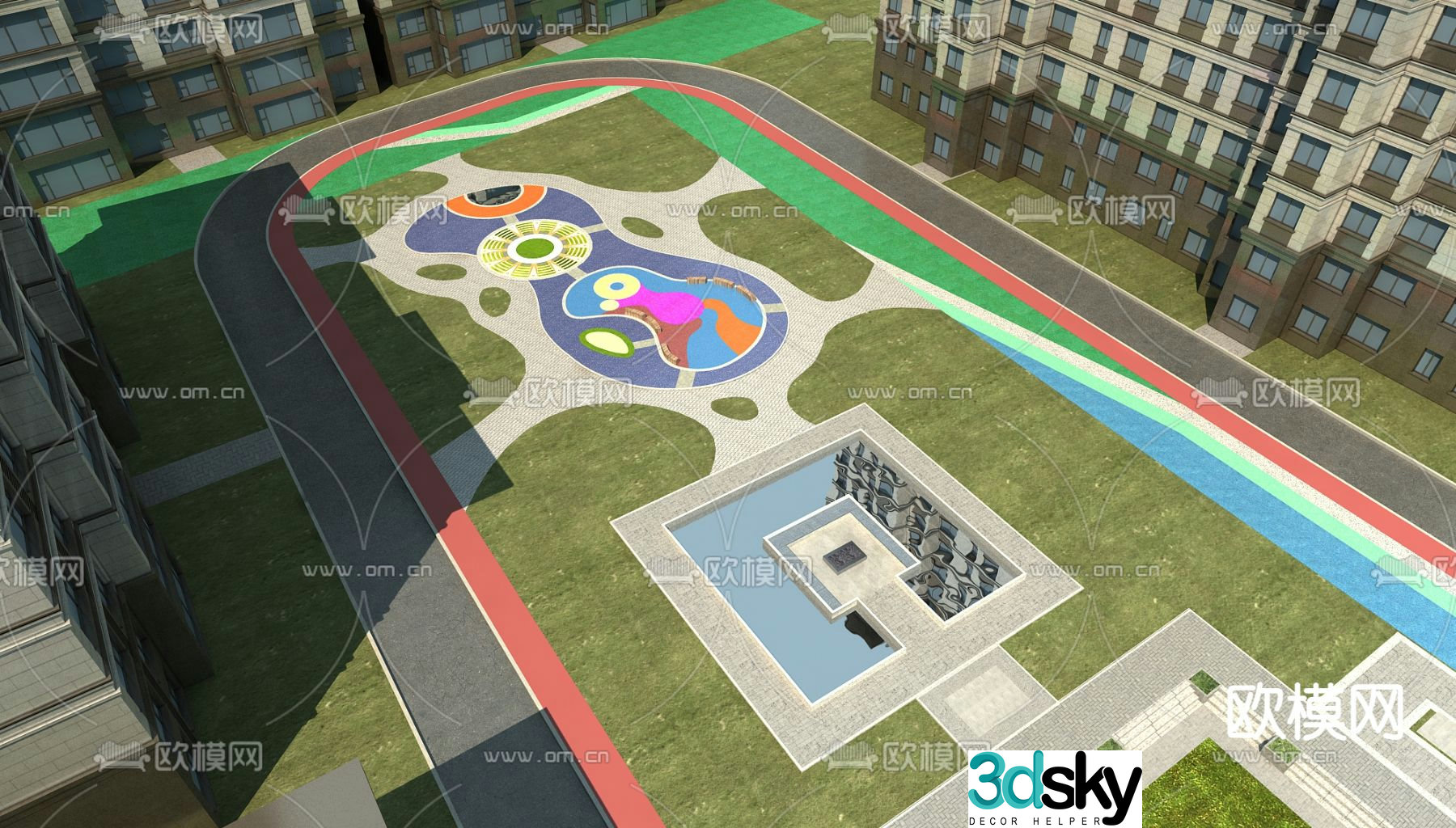 Community landscape residential landscape 3d model