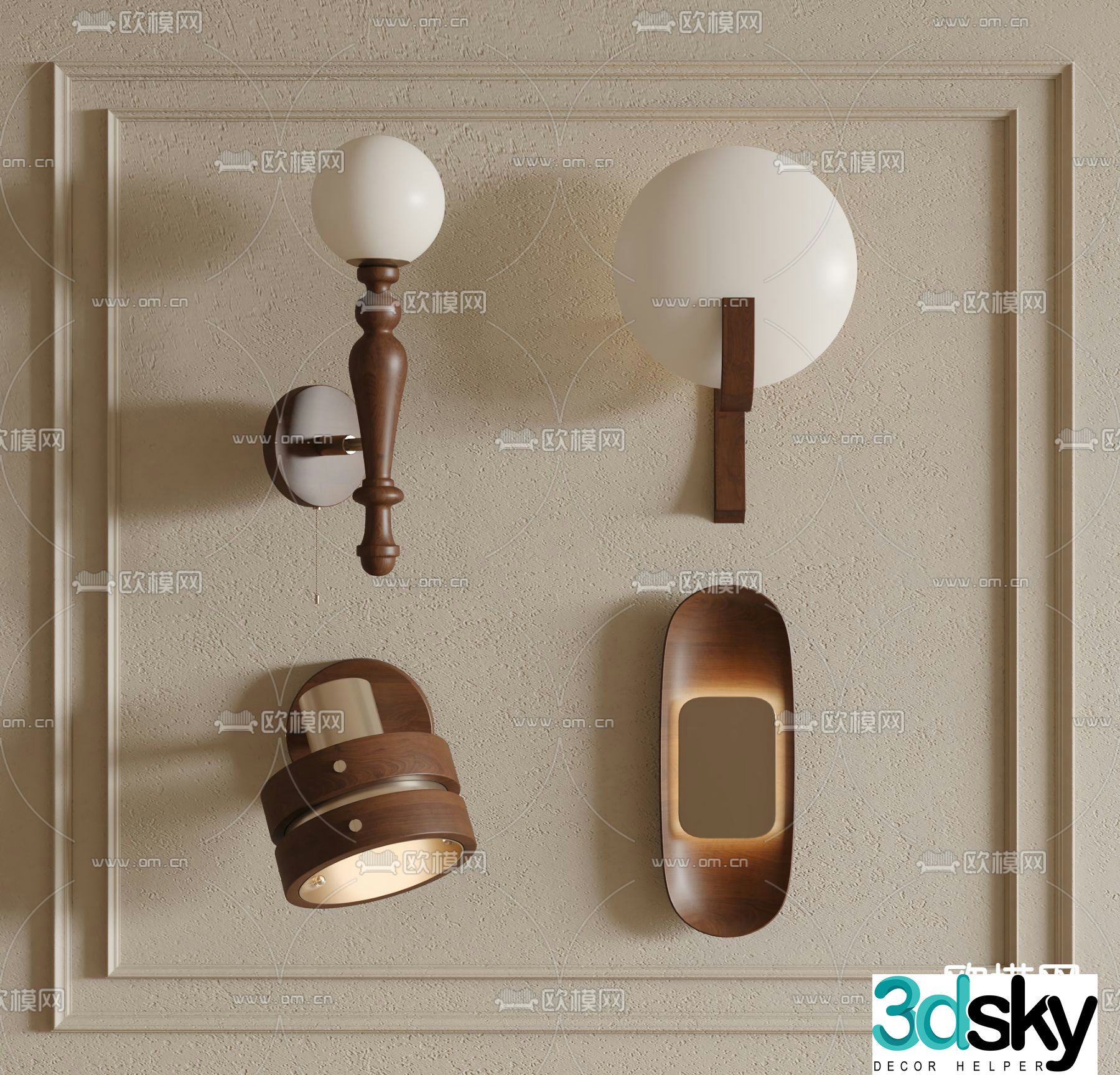 Middle-aged style wall light 3d model