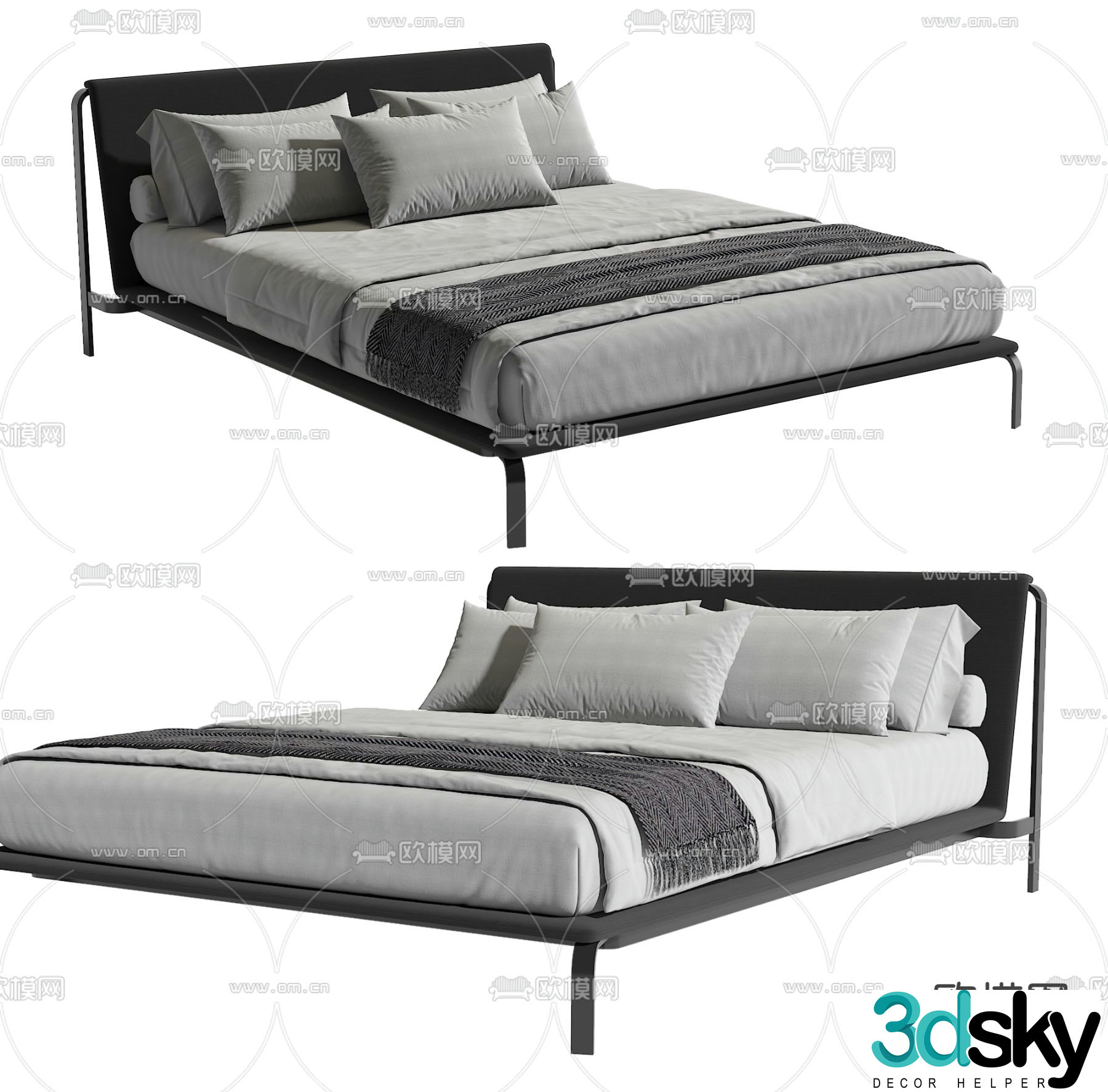 Modern double bed 3d model