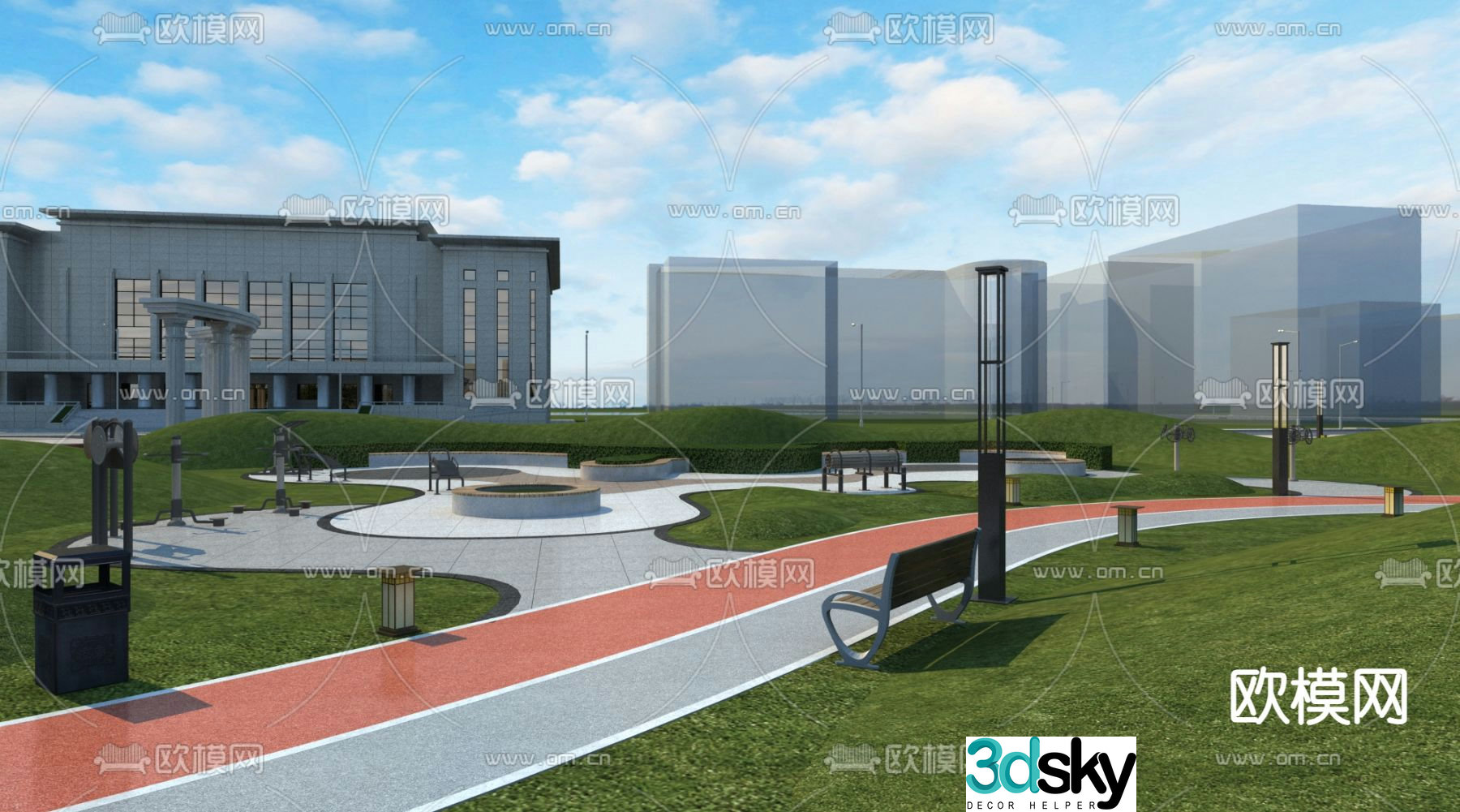 Square landscape park landscape 3d model