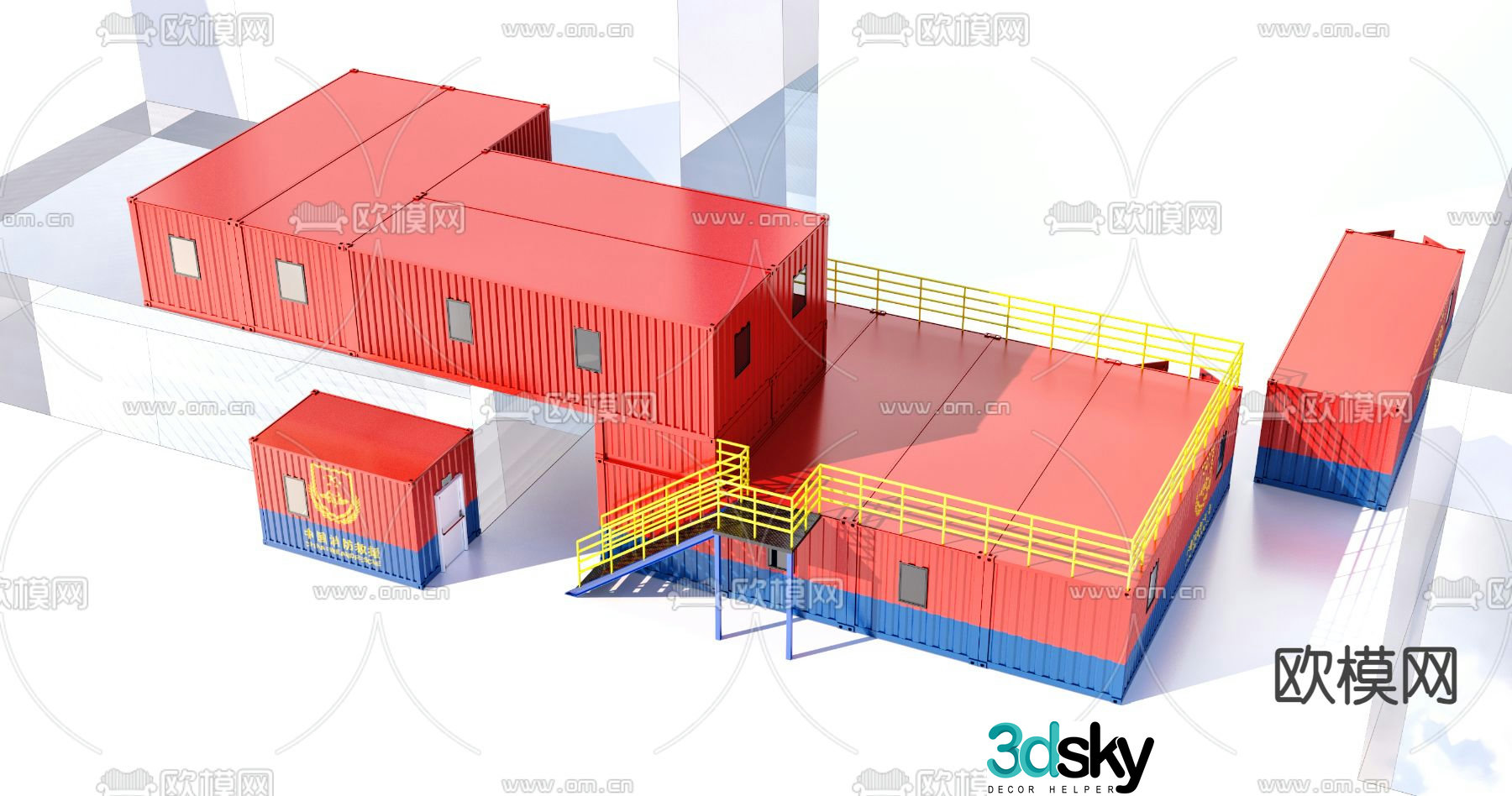 Container type fire rescue 3d model
