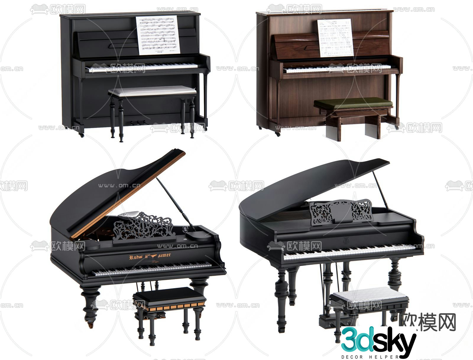 European piano 3d model