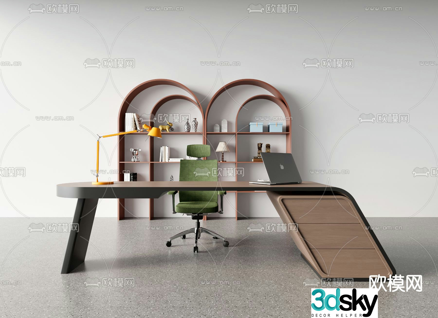 Modern office desk executive desk 3d model