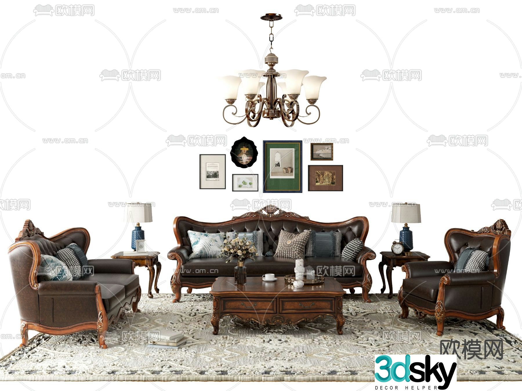 American modular sofa 3d model
