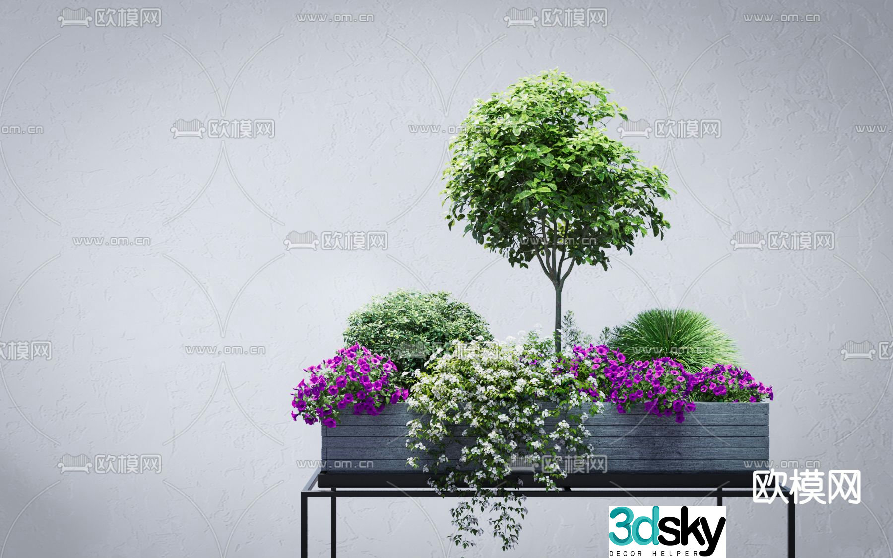 Shrub Flower Box Flower Bed 3D Model