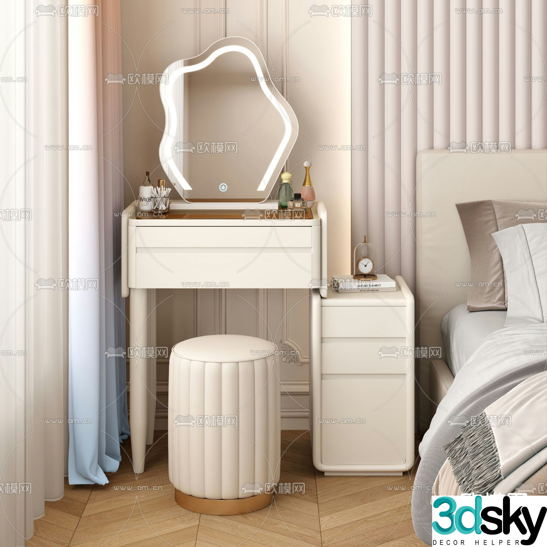 Cream style dresser 3d model