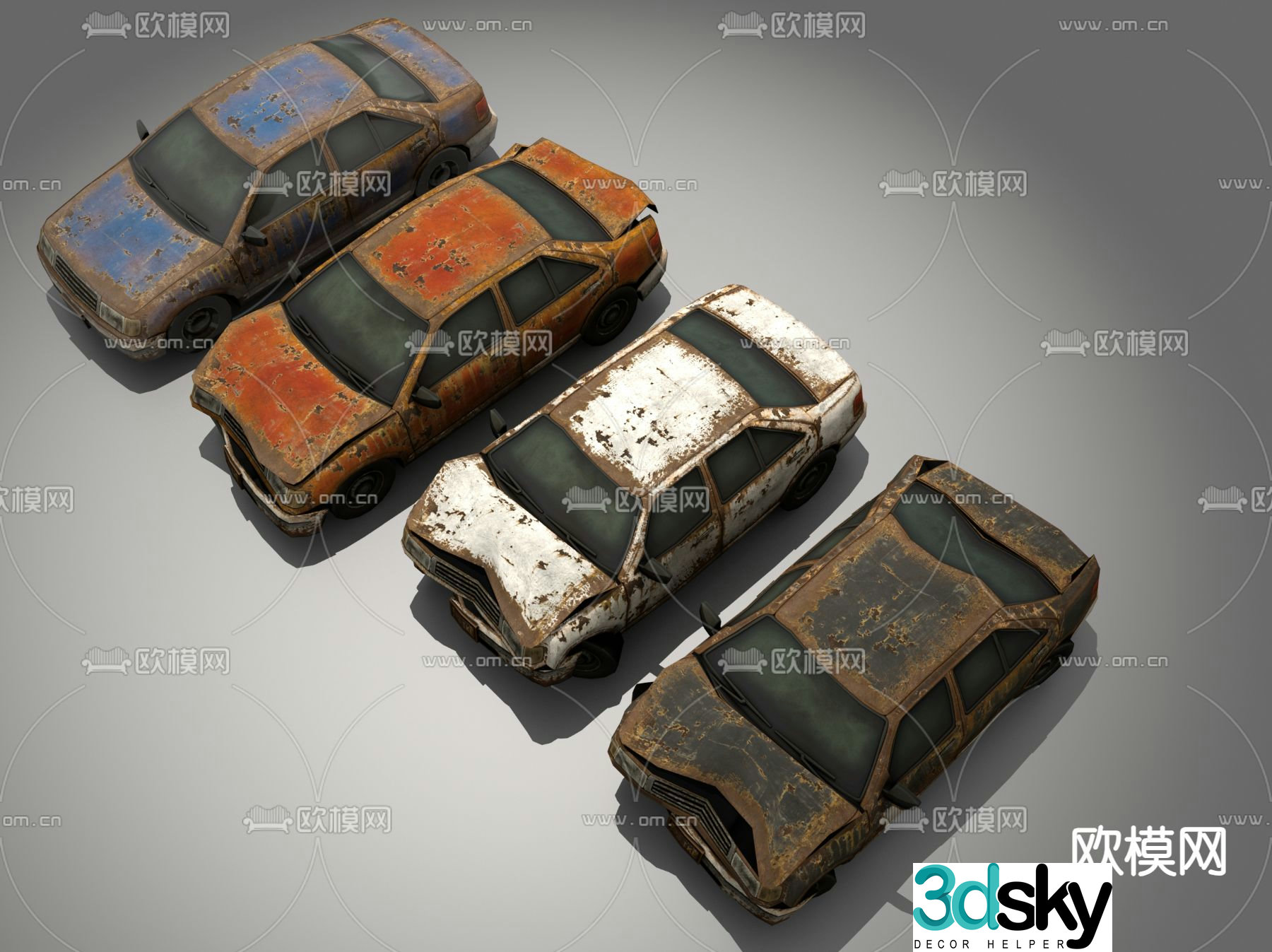 scrap car broken car 3d model