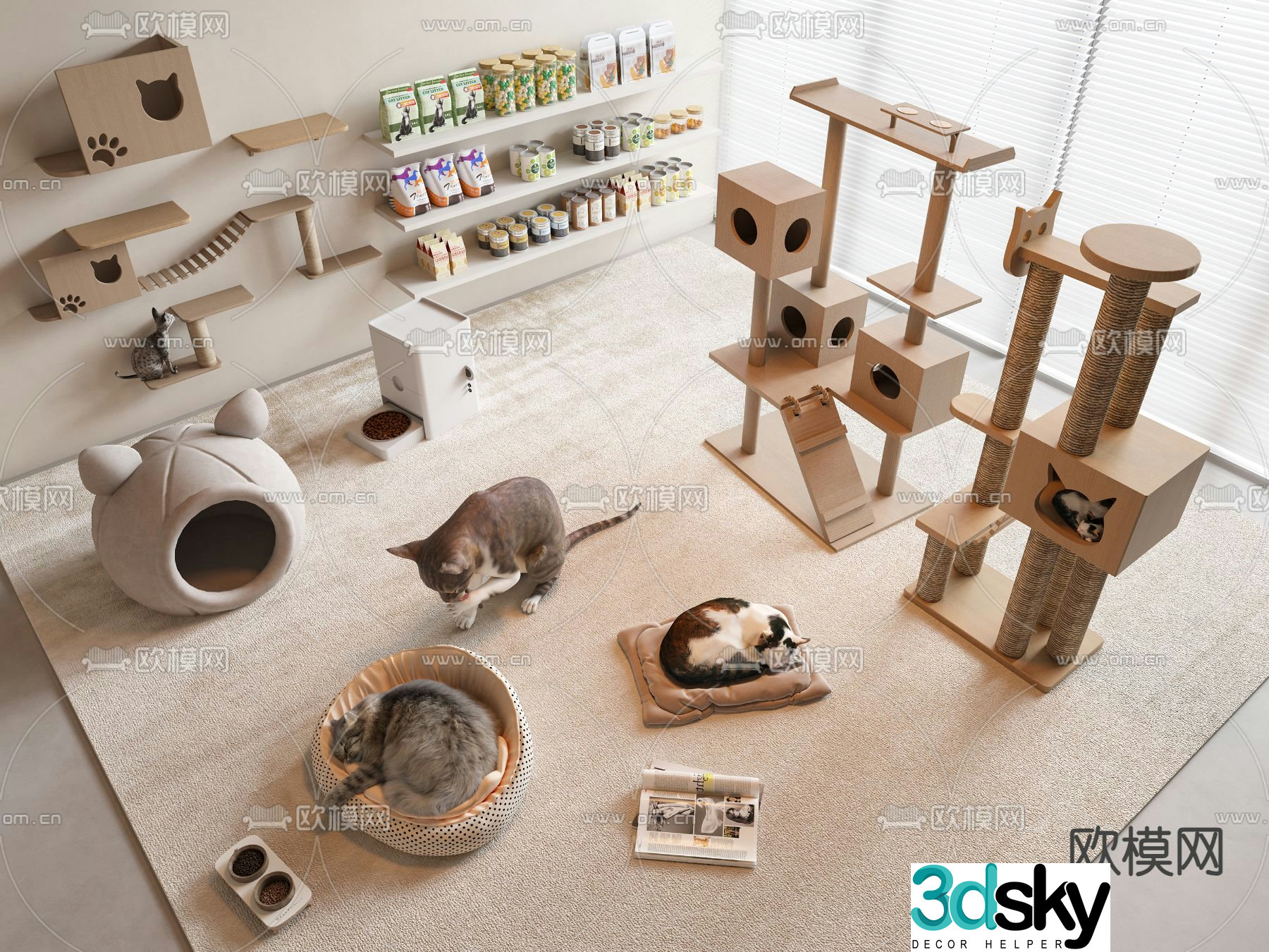 Pet supplies cat crawler cat nest cat food 3d model