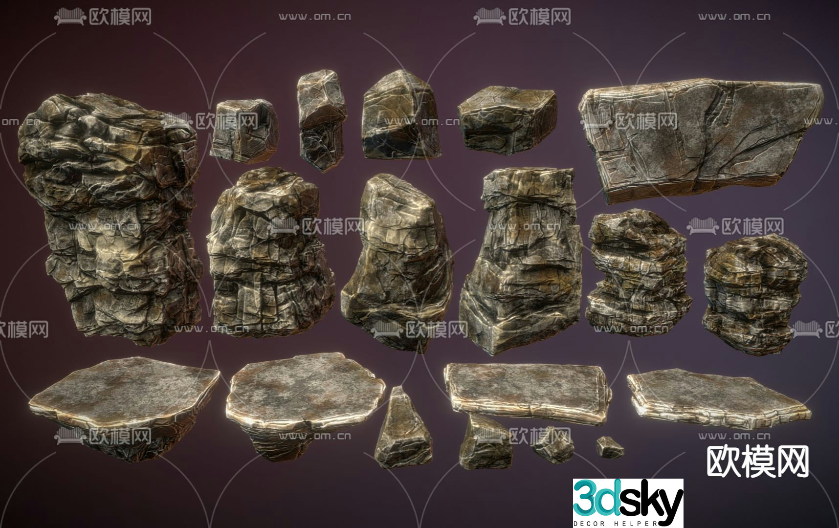 modern stone landscape stone stones rock 3d model