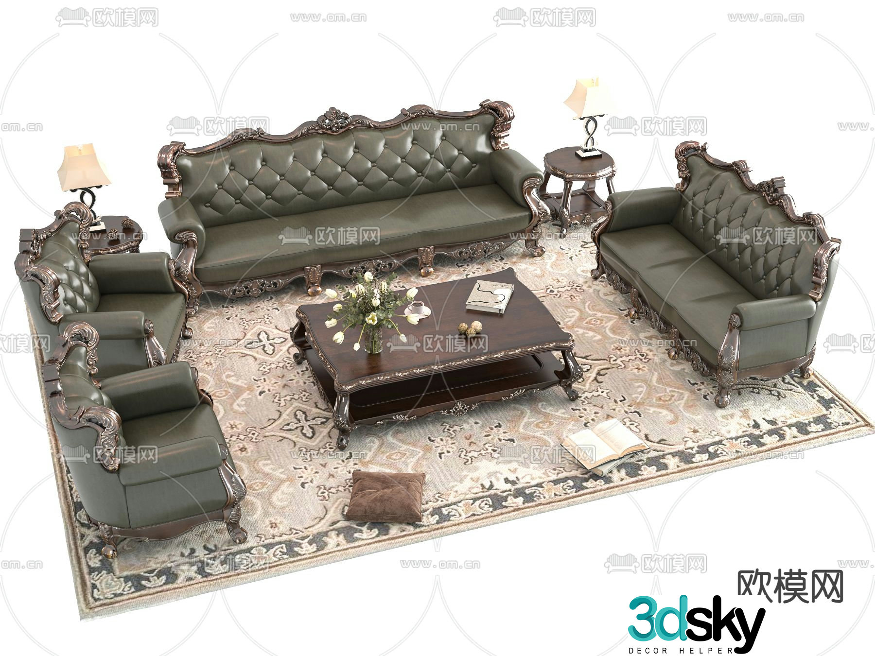 European style modular sofa 3d model