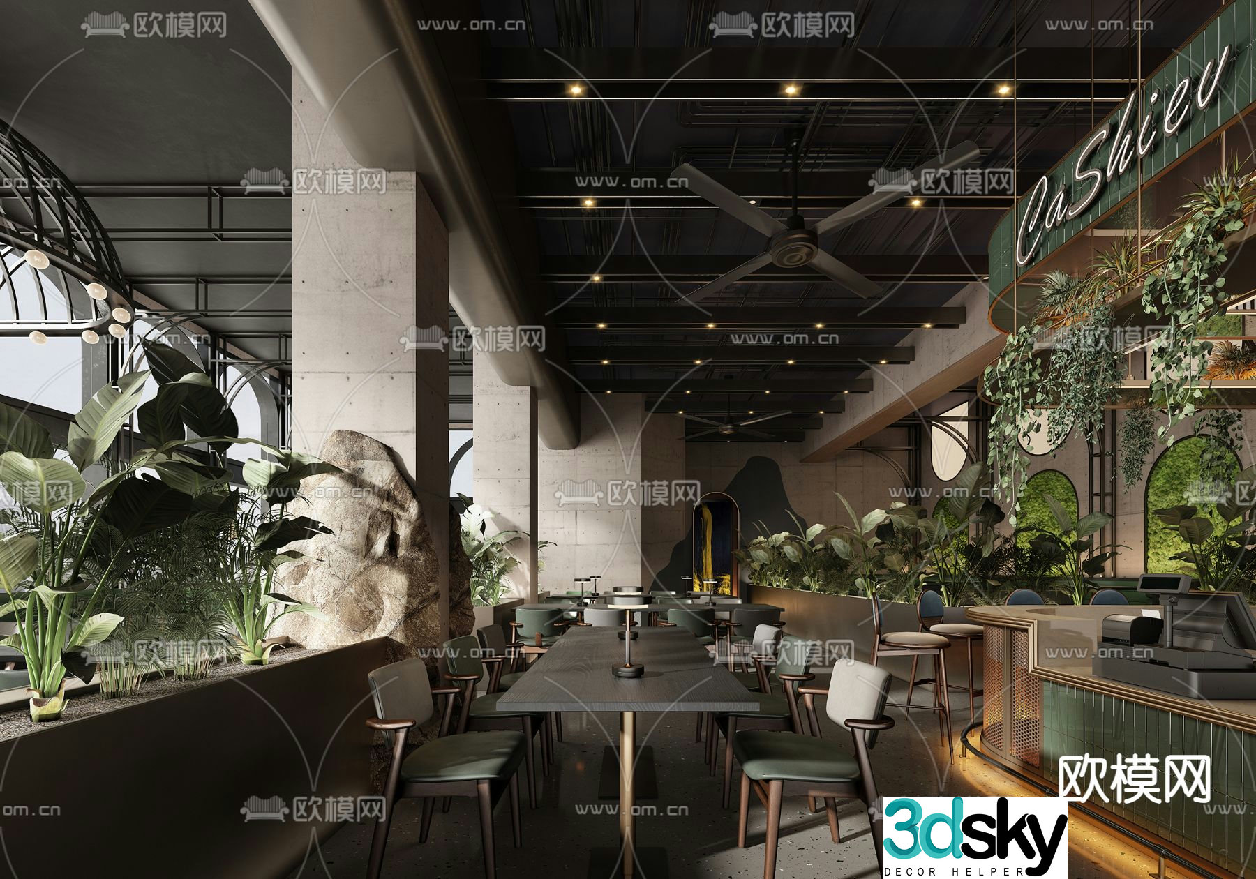 Modern music restaurant clear bar 3d model