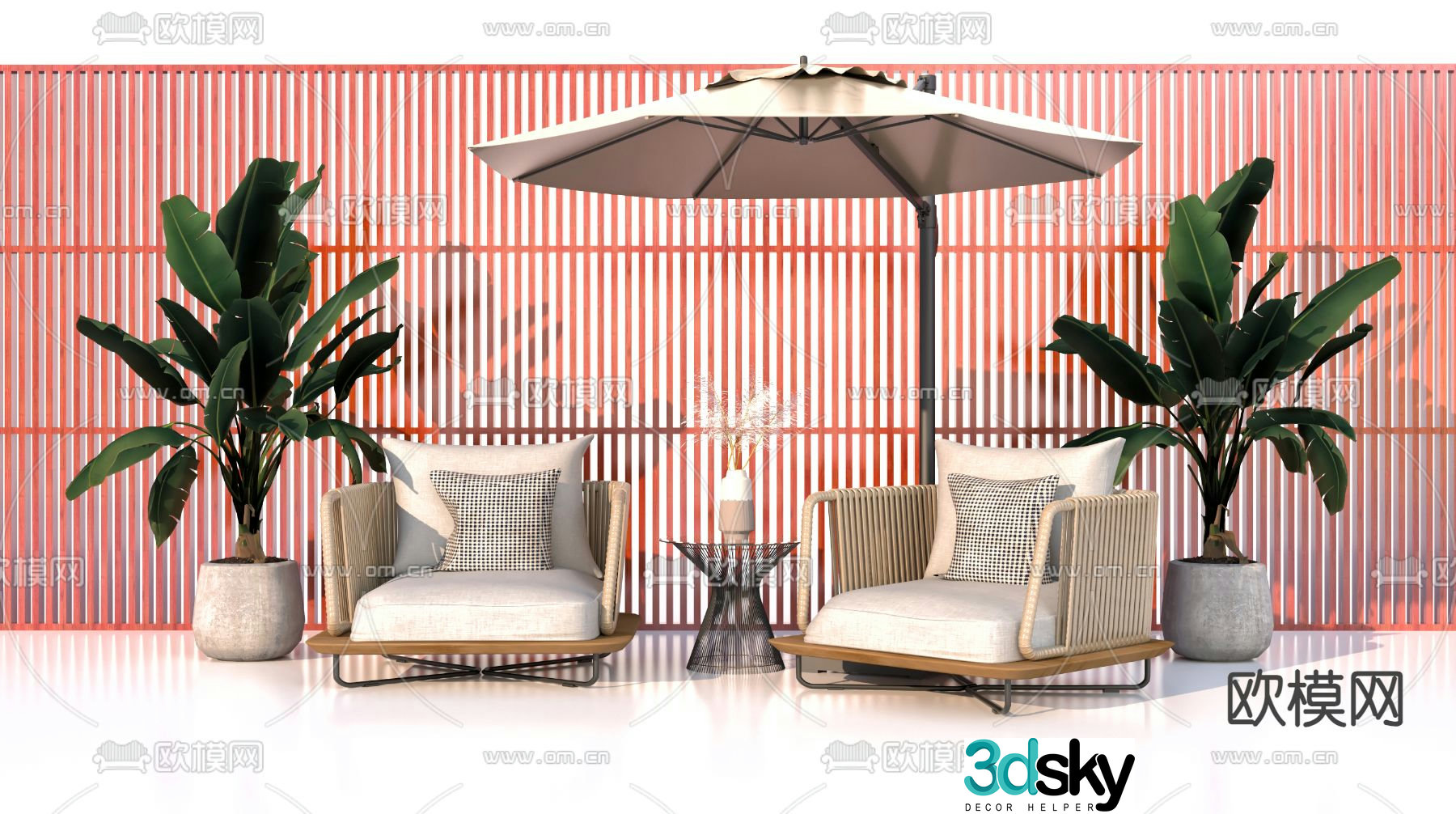 Outdoor sofa parasol 3d model