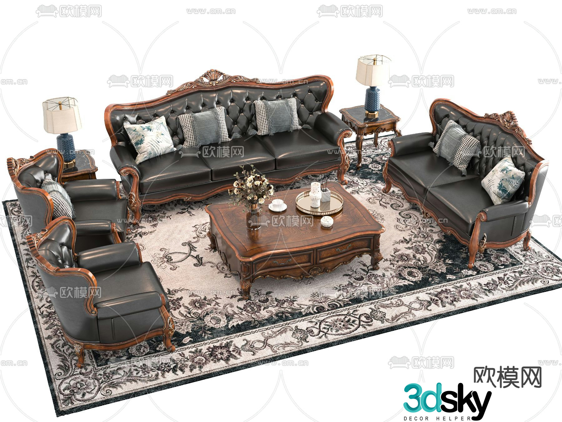 American modular sofa 3d model