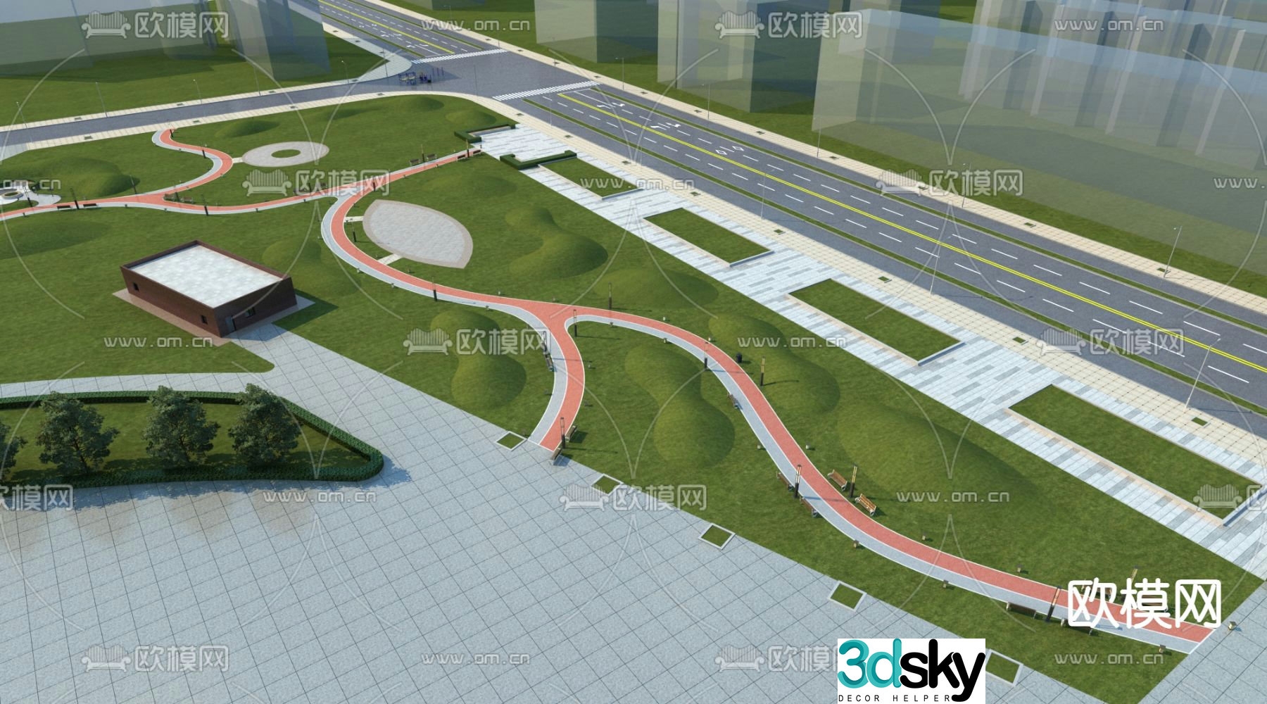 Modern park landscape 3d model