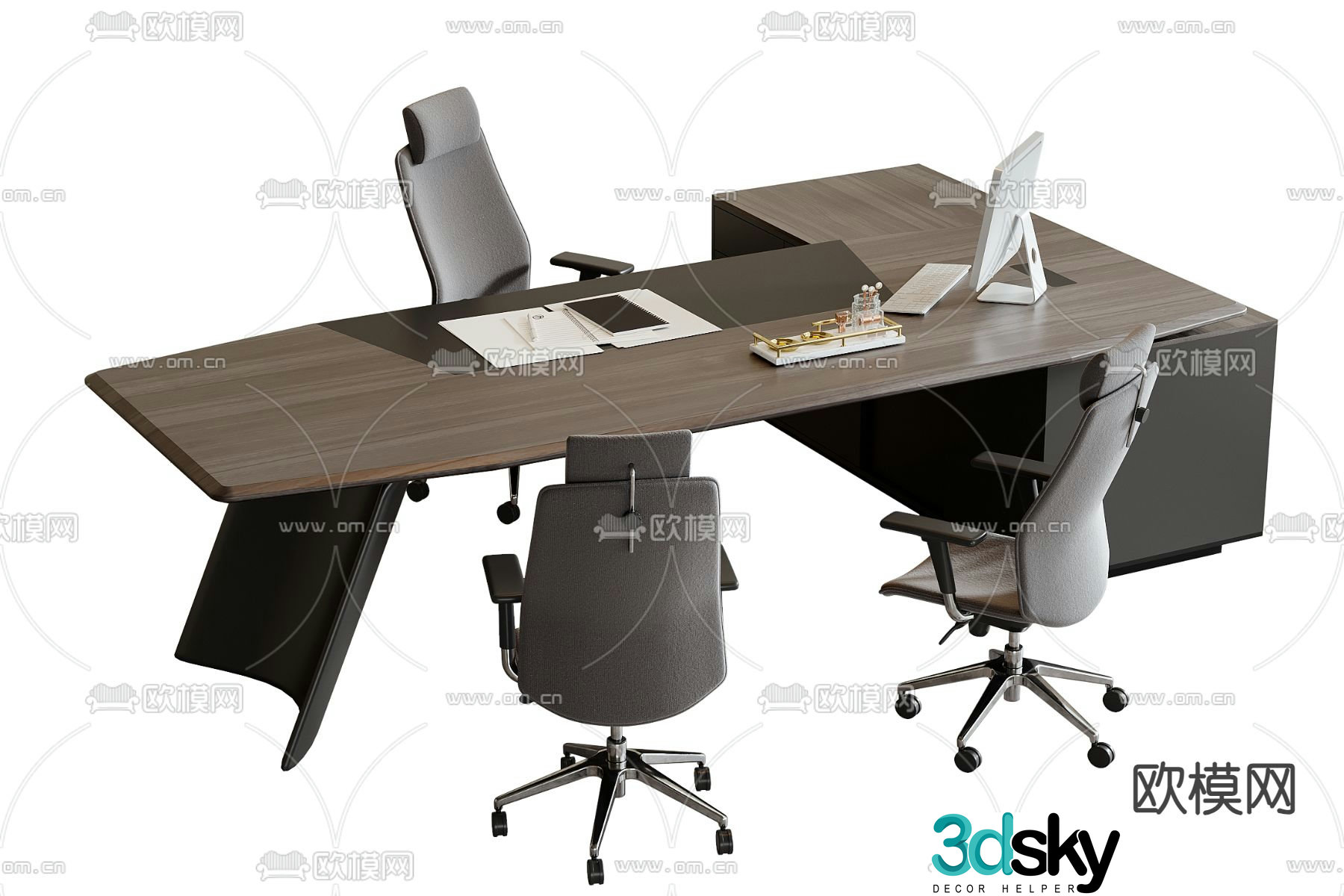 Modern office desk and chair 3d model