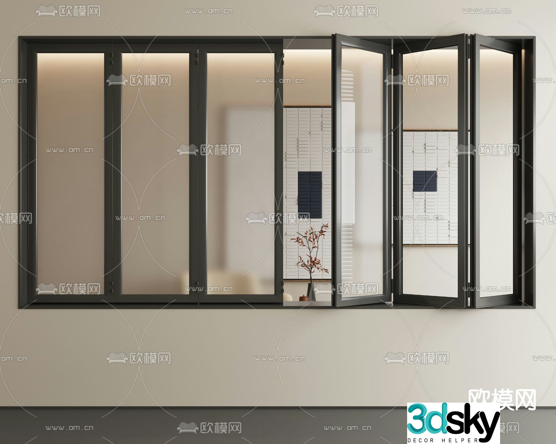 Modern folding window sliding window 3d model