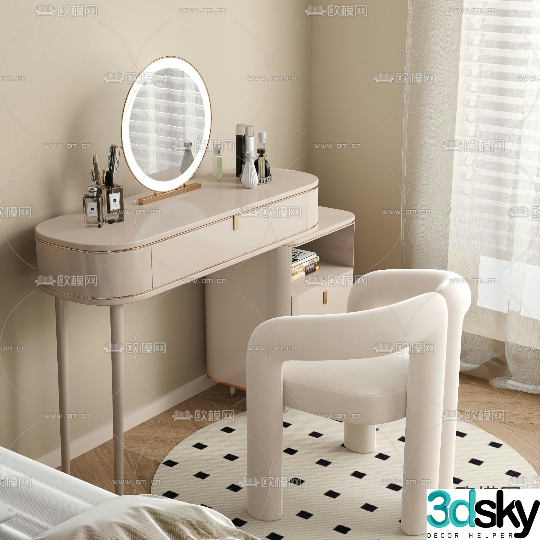 Cream style dresser 3d model