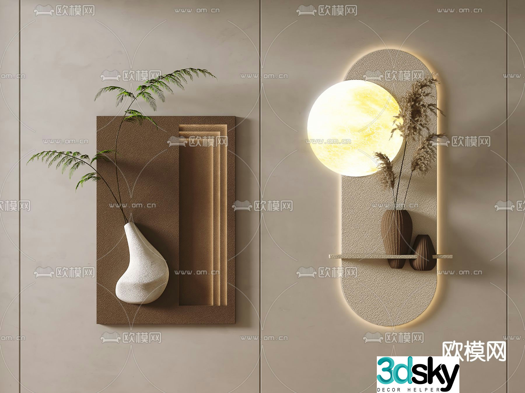 Wasabi wind wall decoration decorative painting 3d model