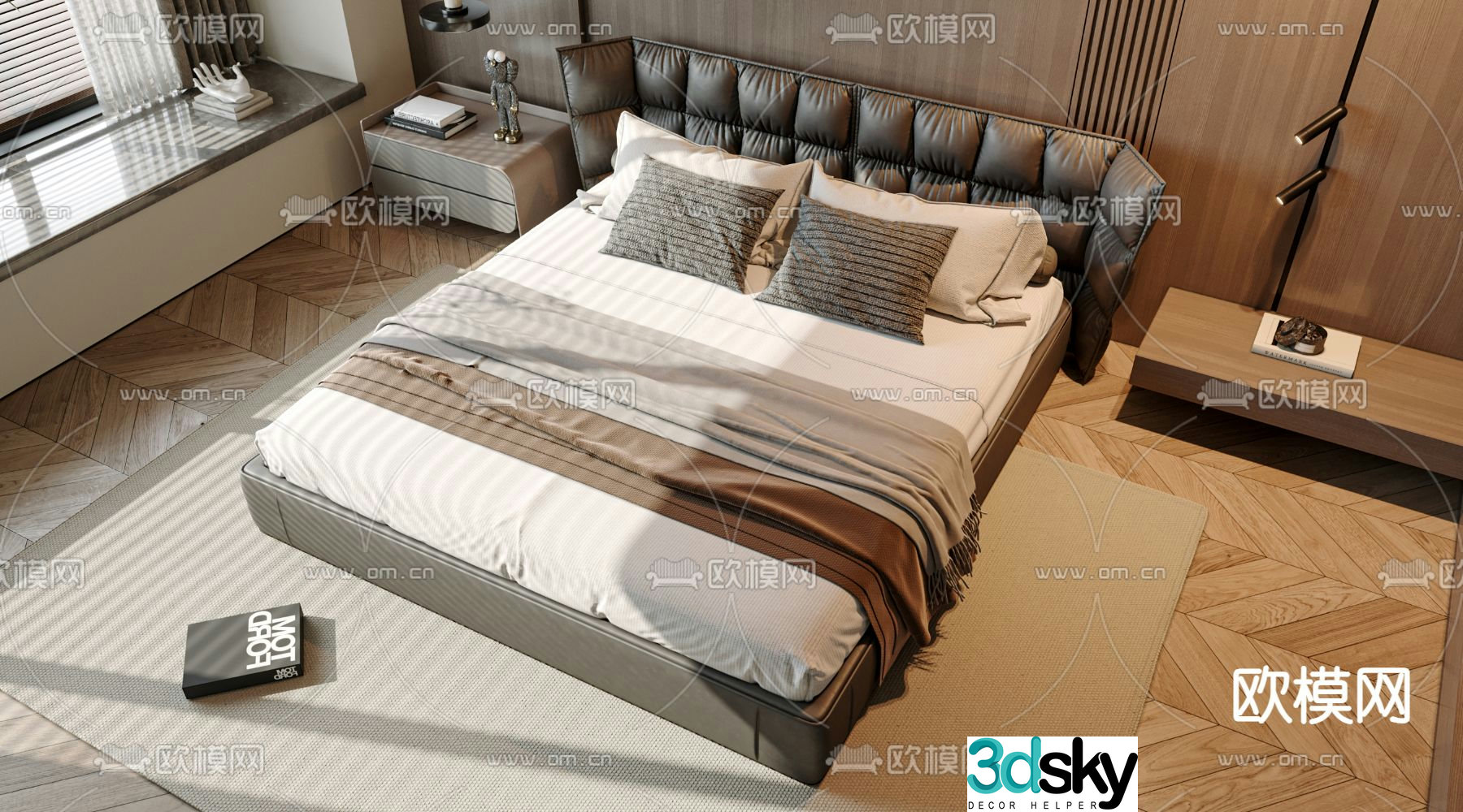 Modern double bed 3d model