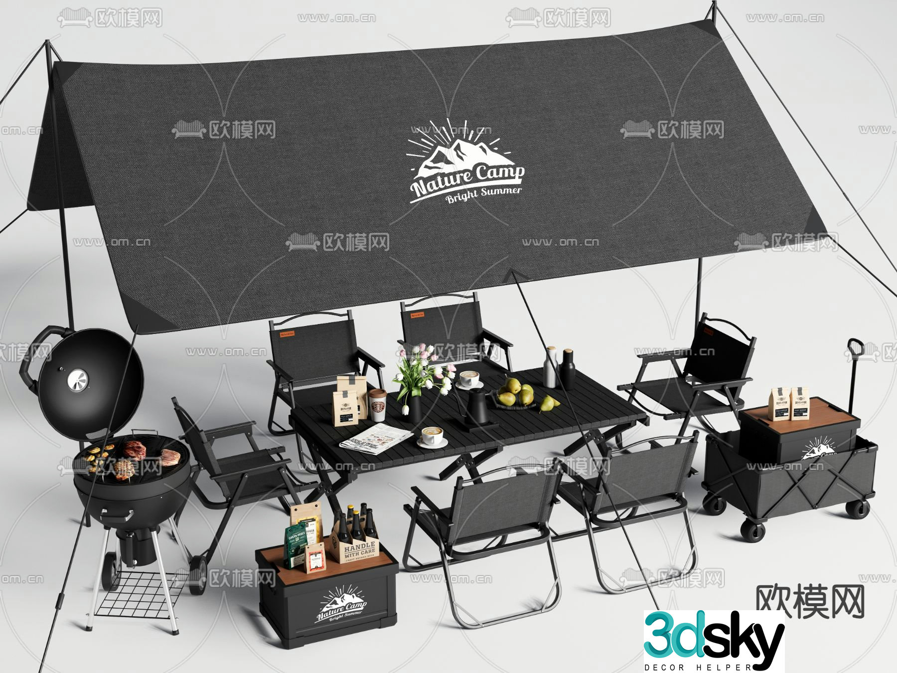 Outdoor tables and chairs camping tables and chairs 3d model