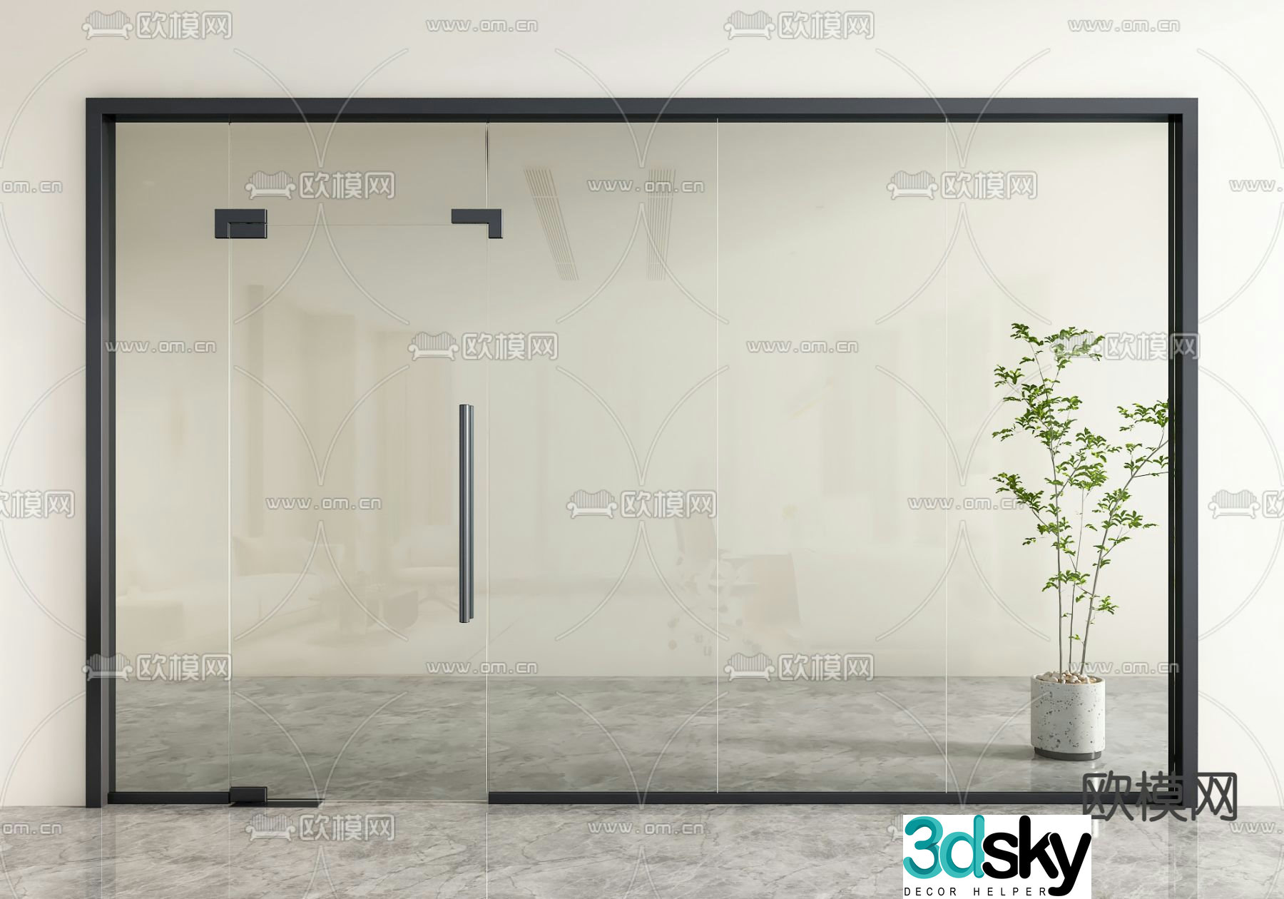 Modern glass door 3d model