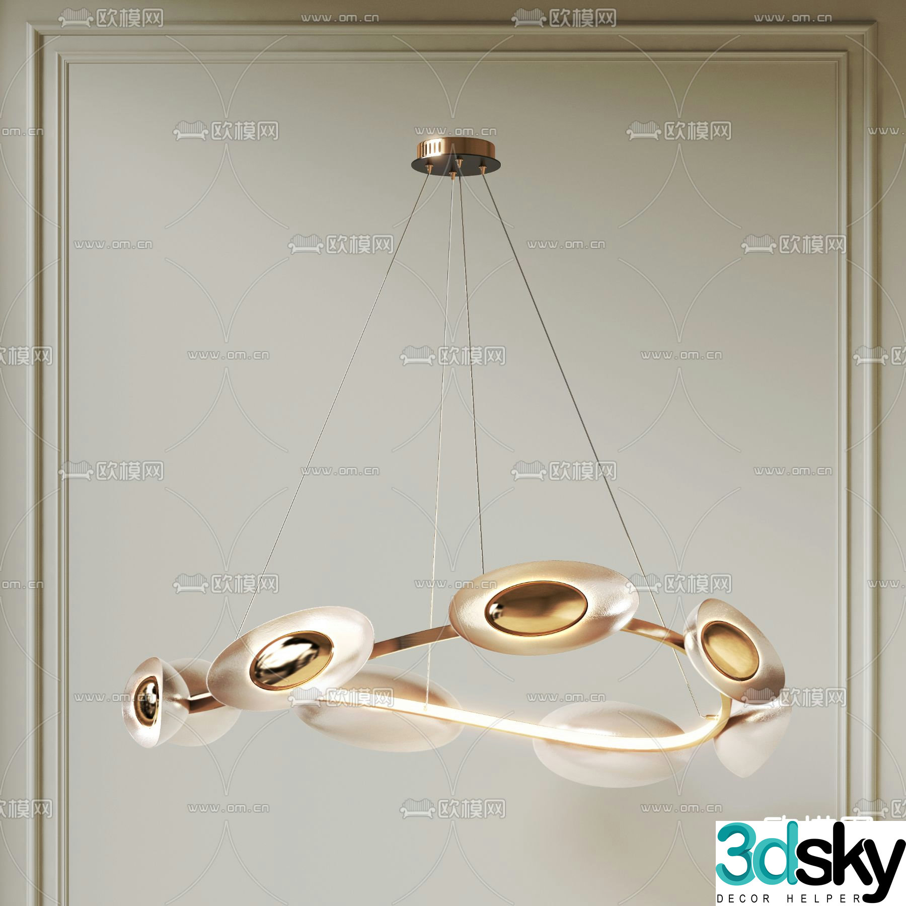 Light luxury chandeliers ring chandeliers 3D model