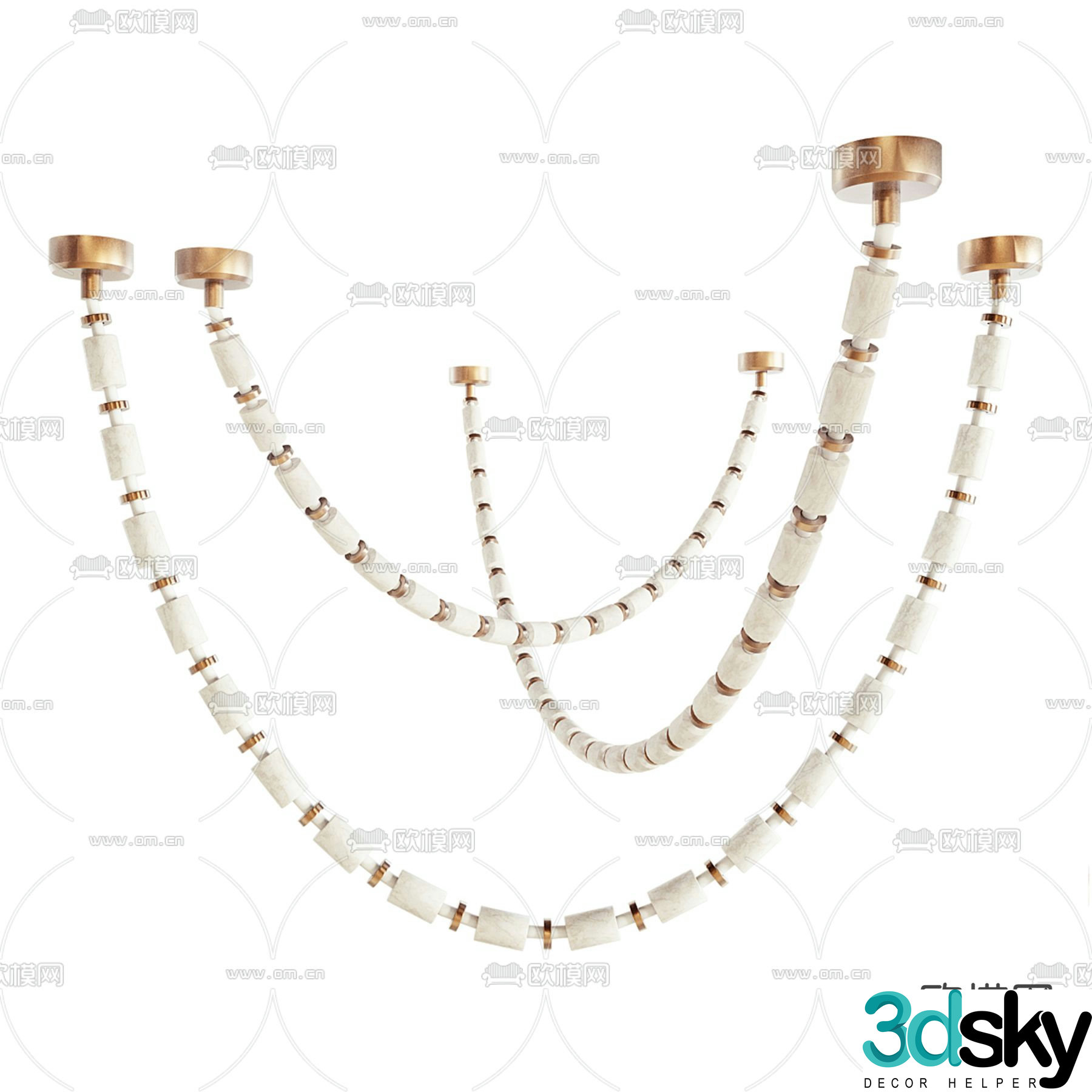 Modern long chandelier 3d model