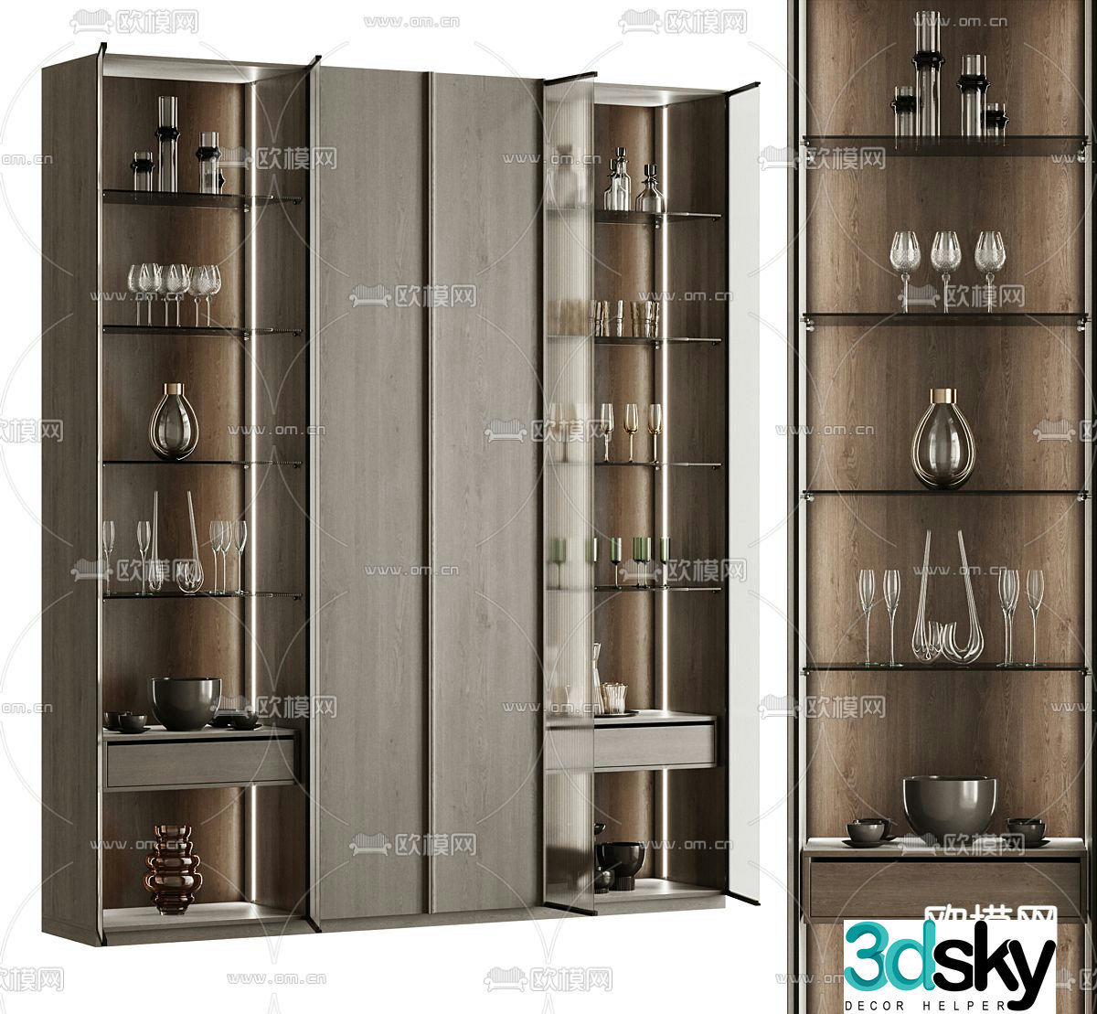 Light luxury style wine cabinet 3D model