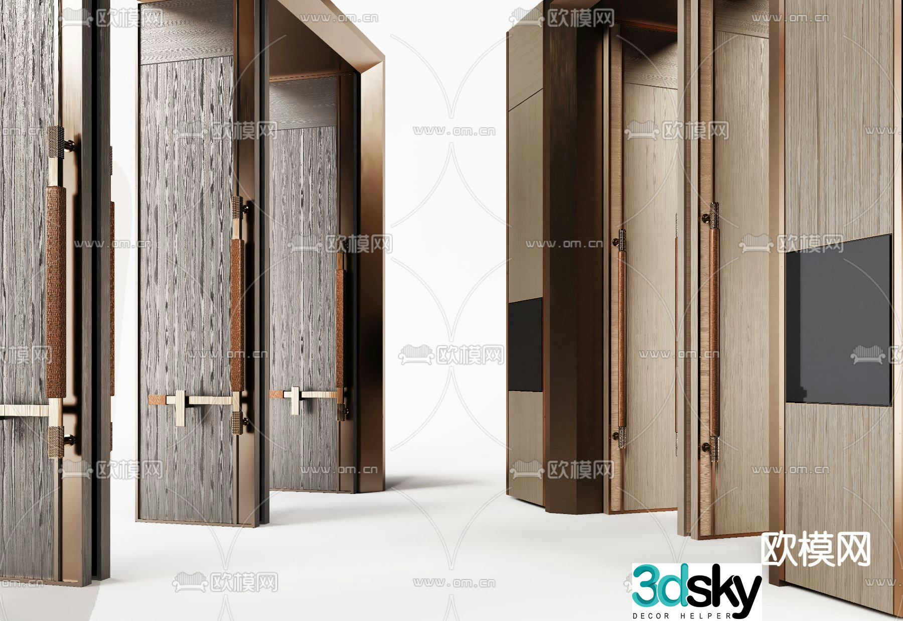 New Chinese style double-opening door Banquet front hall door 3D model