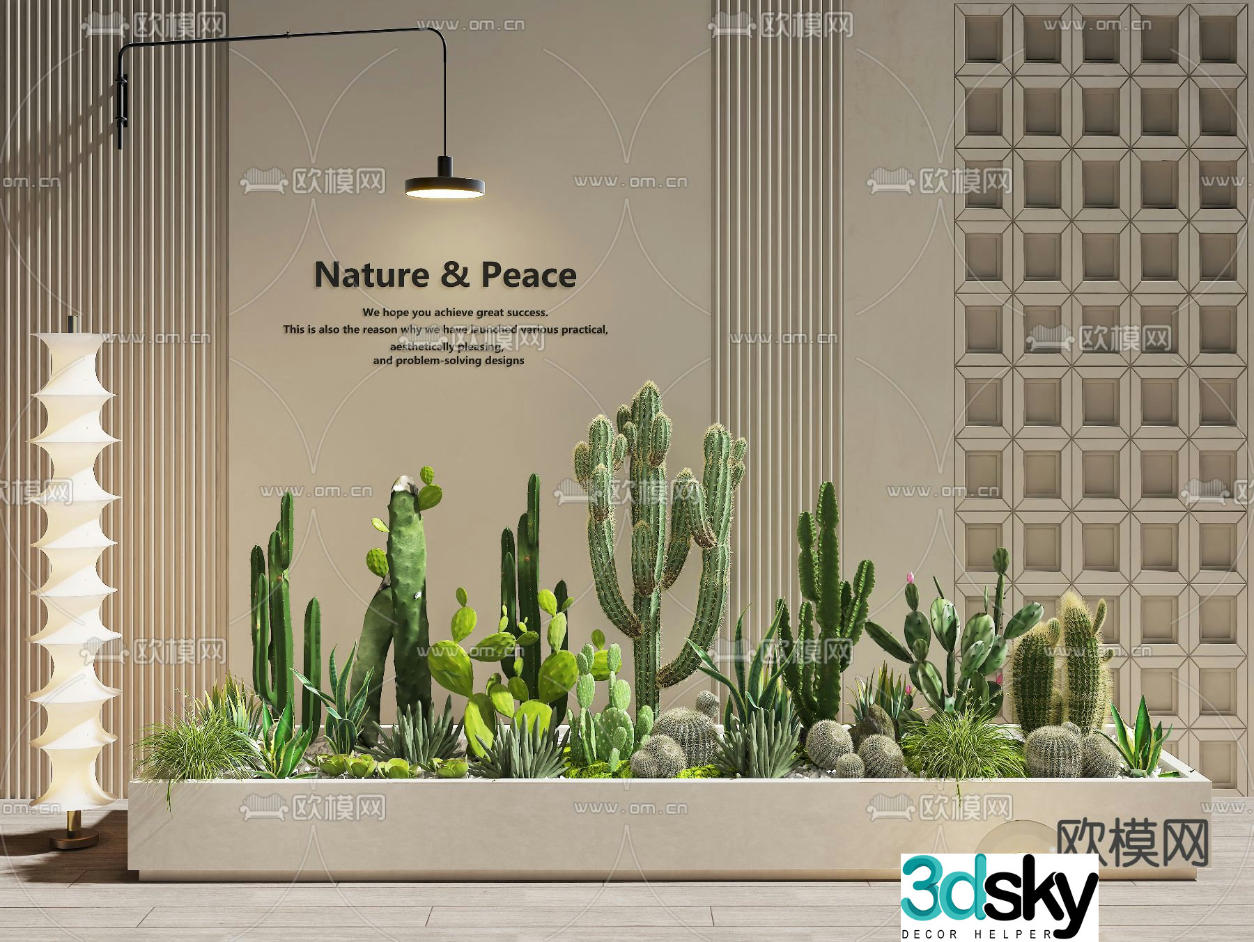 modern interior landscape plant pile 3d model