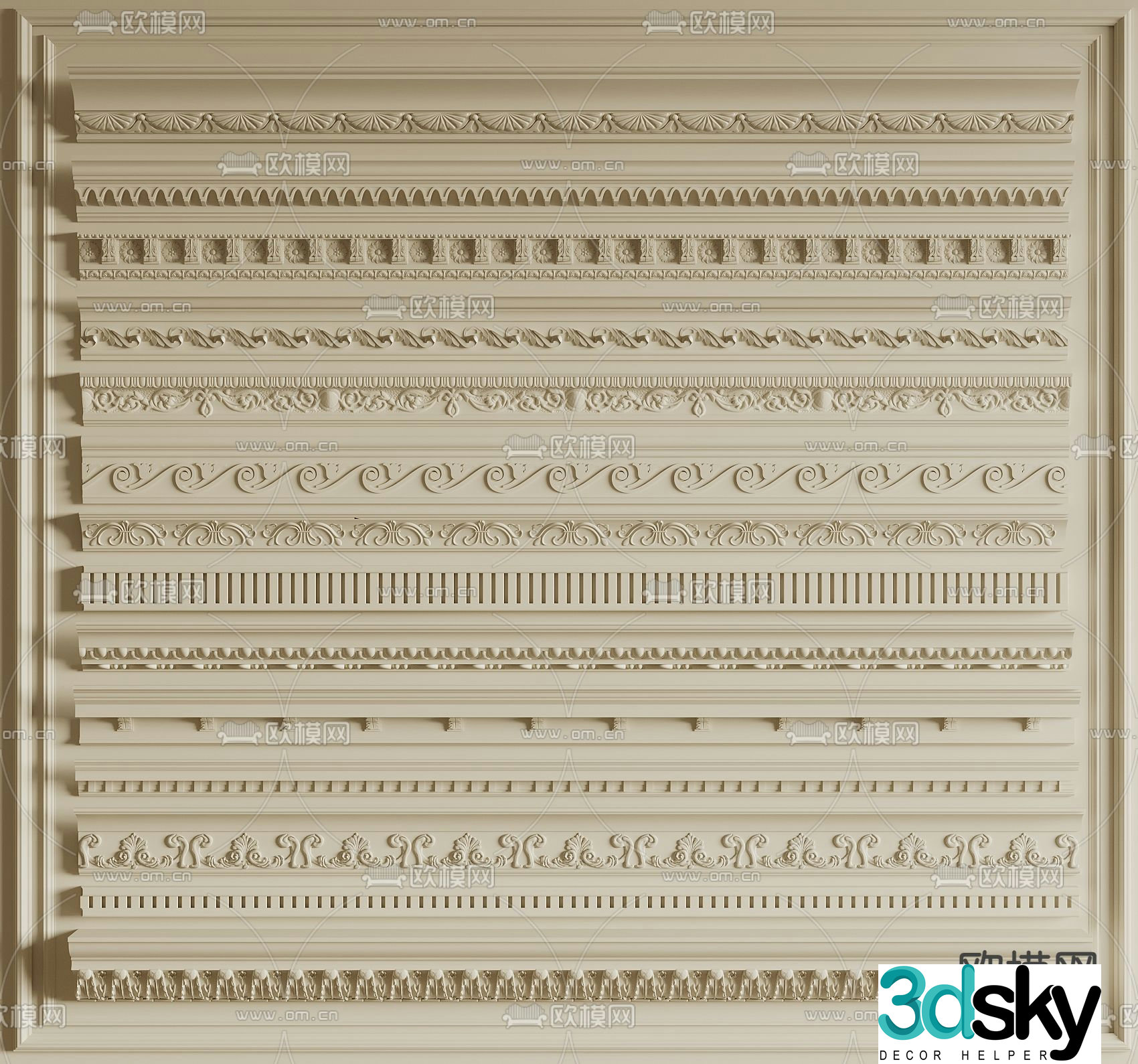 French gypsum line 3d model