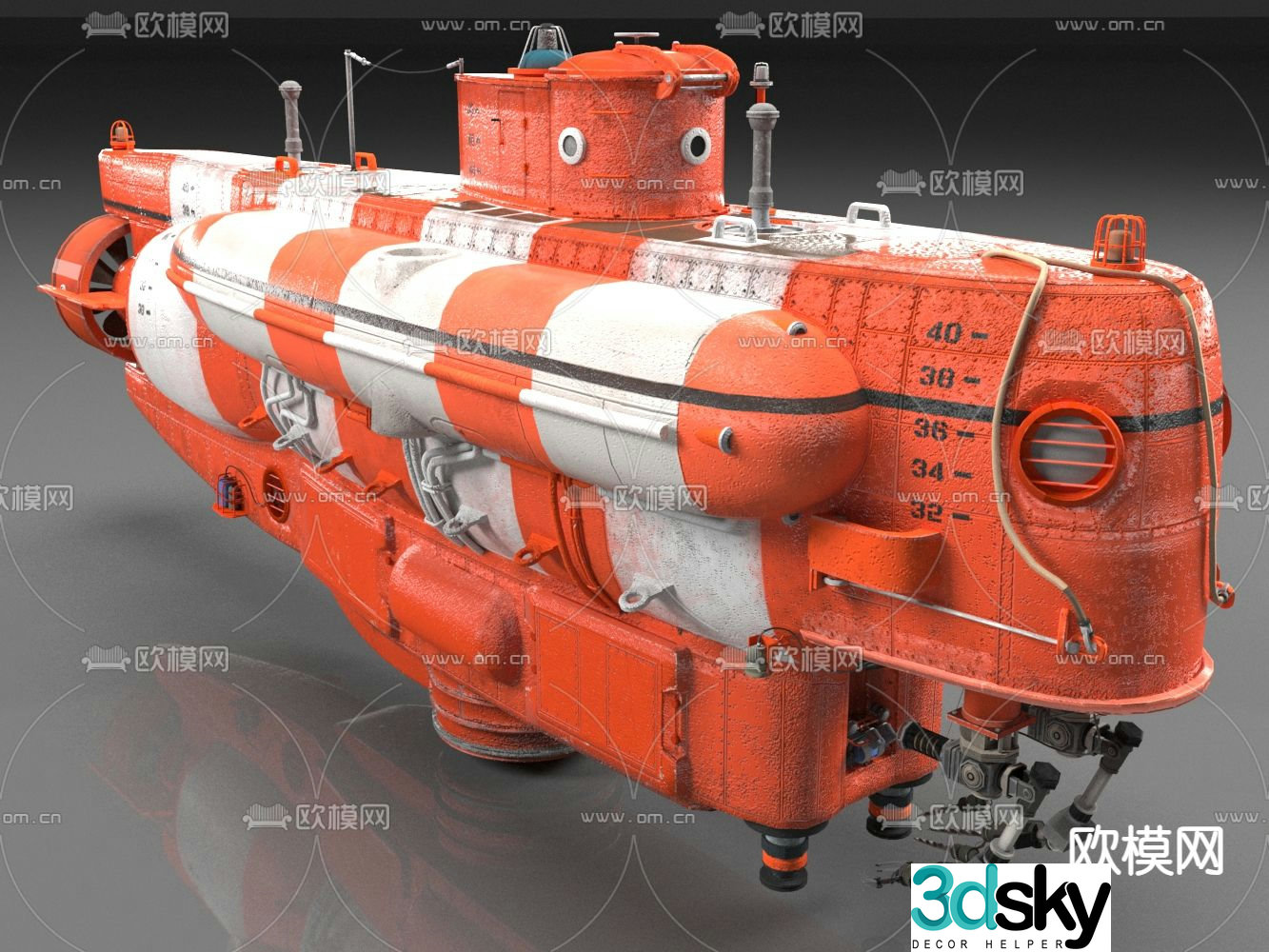 submersible submarine bathyscaphe 3d model