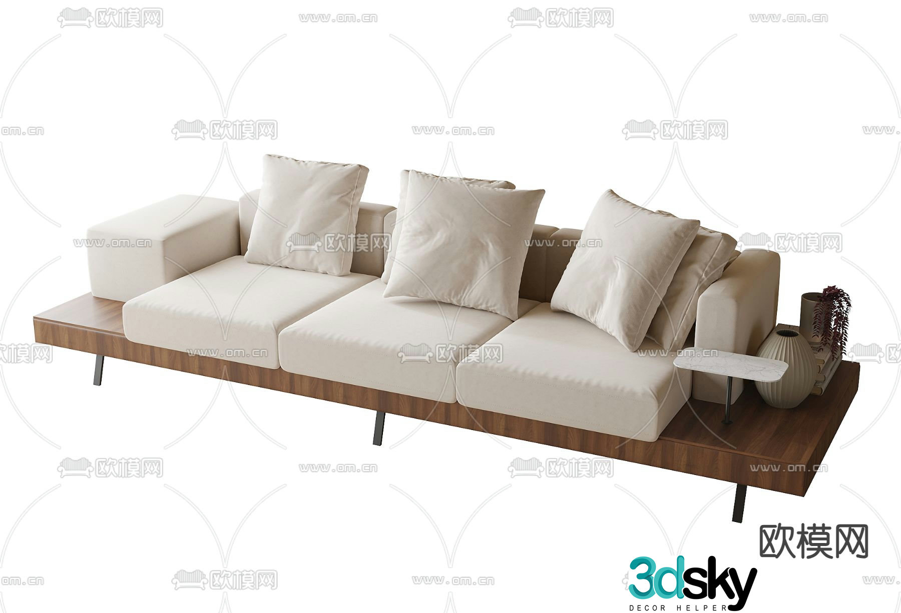 Medieval style multi-person sofa 3d model