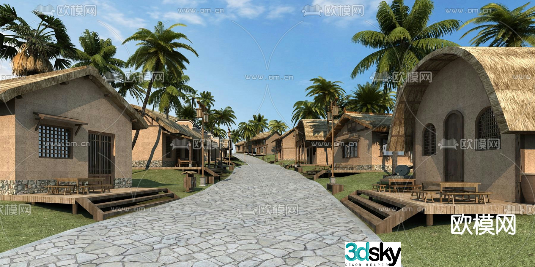 Southeast Asian village house village 3d model
